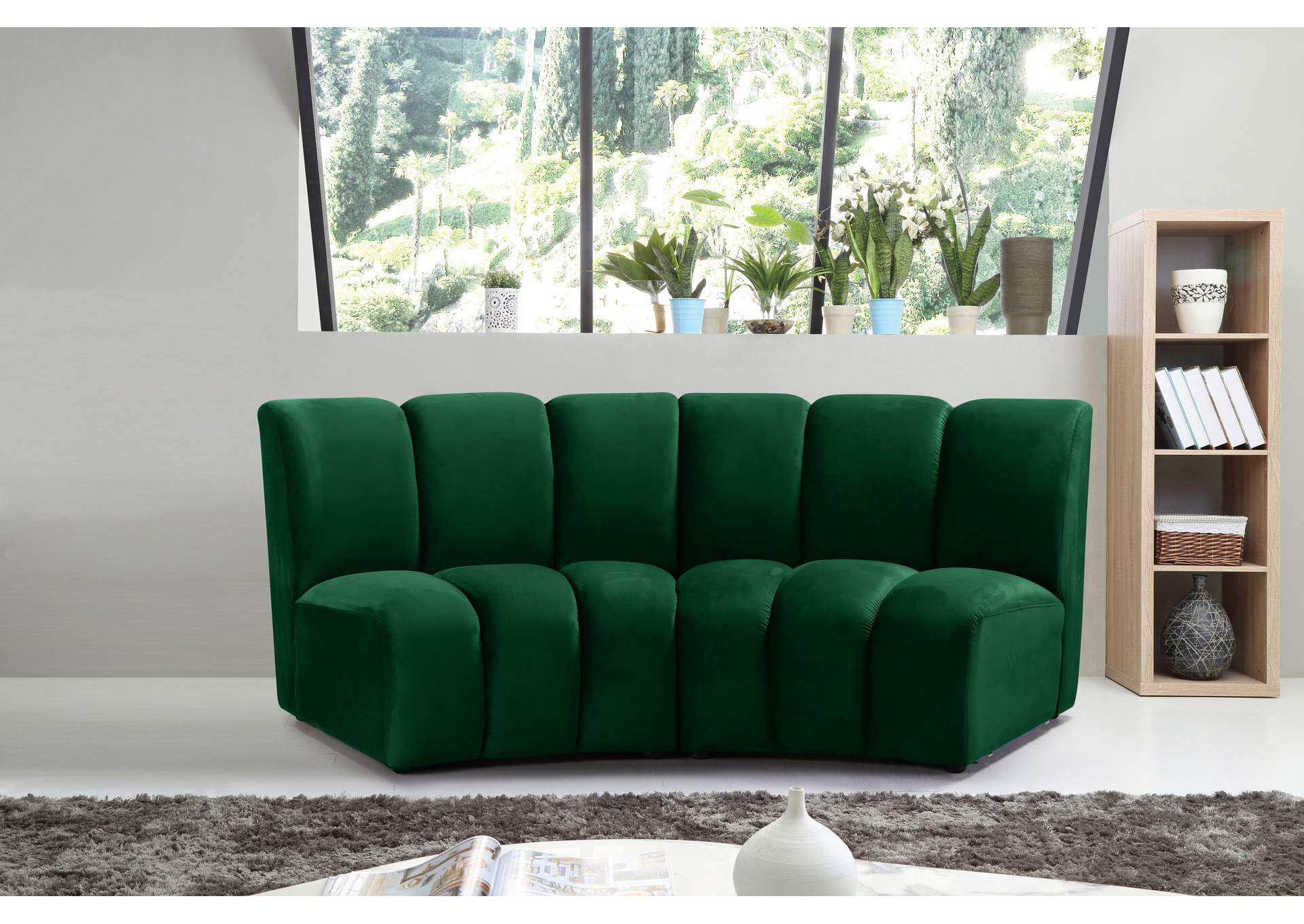 Infinity Green Velvet 2 Piece Modular Sectional,Meridian Furniture