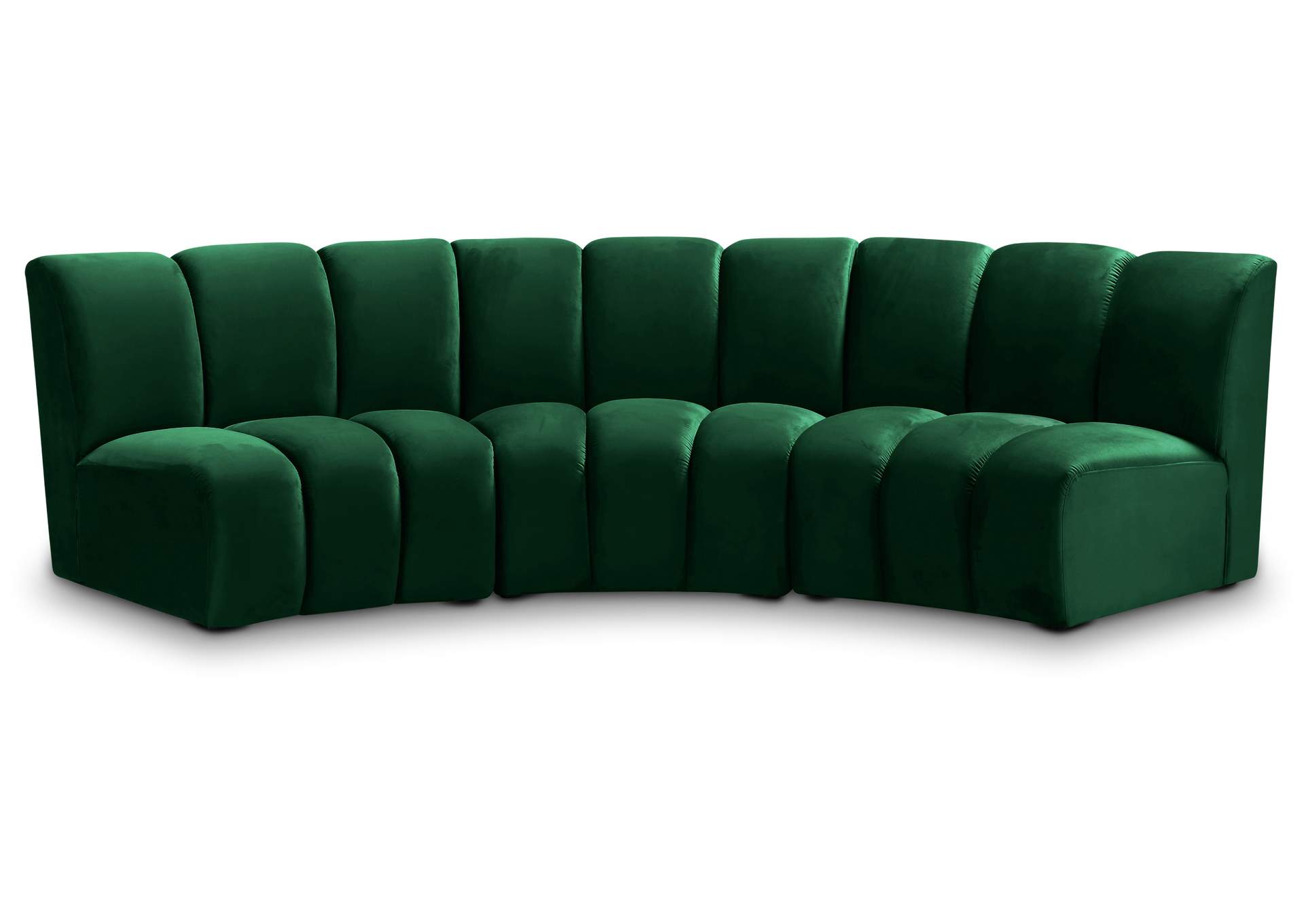 Infinity Green Velvet 3 Piece Modular Sectional,Meridian Furniture