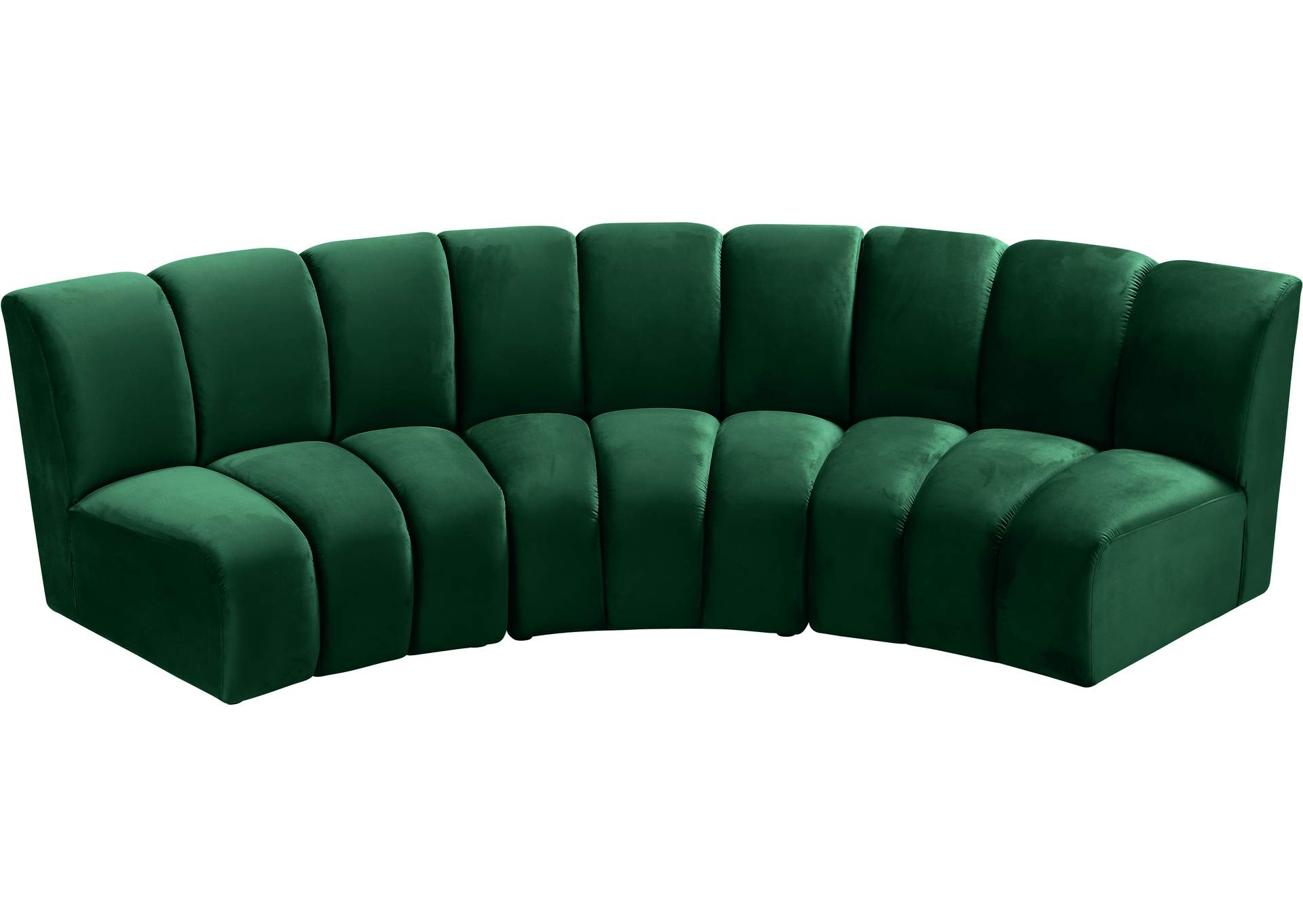 Infinity Green Velvet 3 Piece Modular Sectional,Meridian Furniture