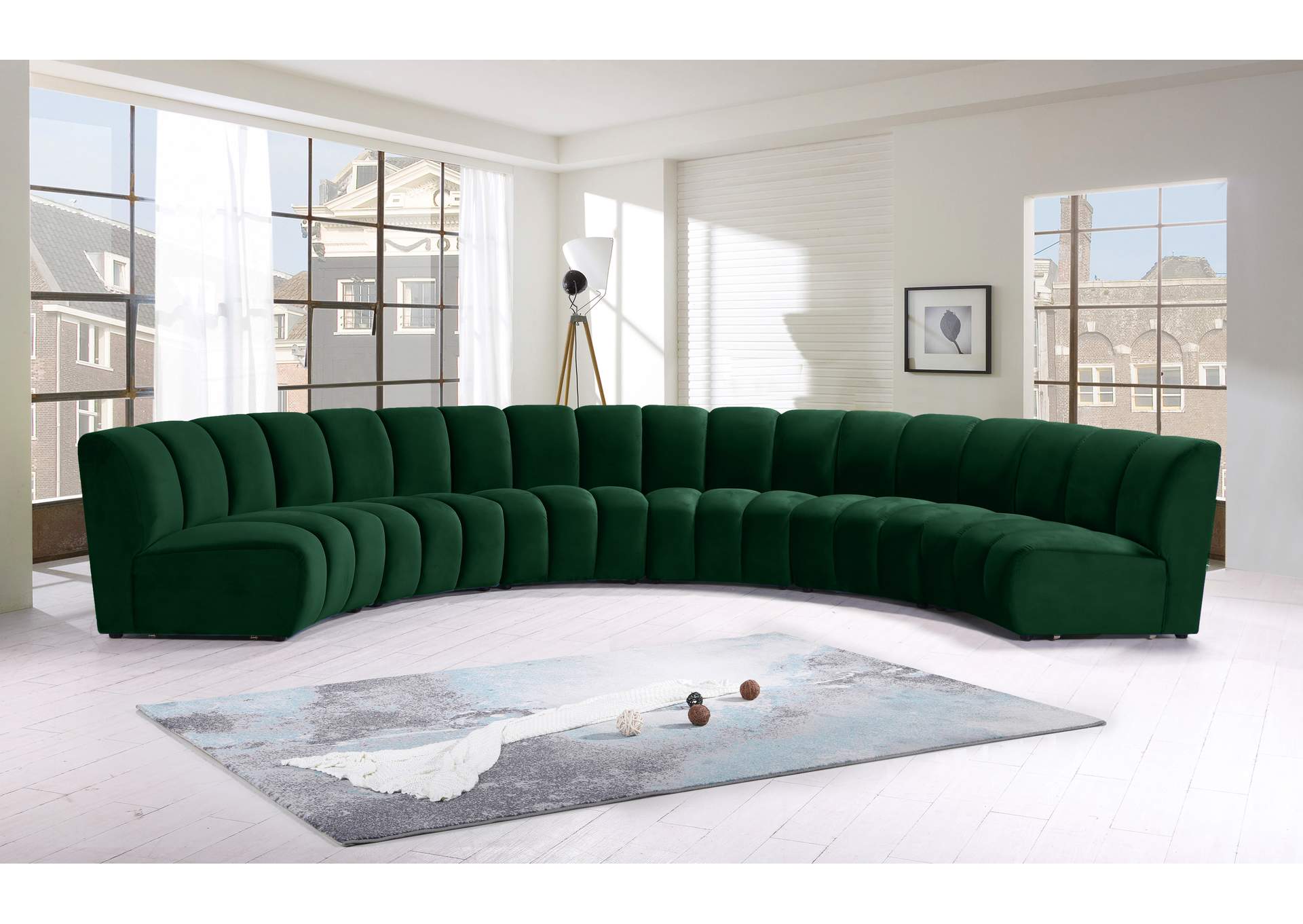 Infinity Green Velvet 6 Piece . Modular Sectional,Meridian Furniture