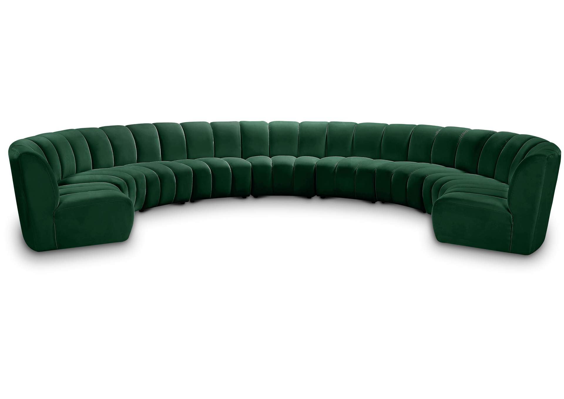 Infinity Green Velvet 9 Piece Modular Sectional,Meridian Furniture