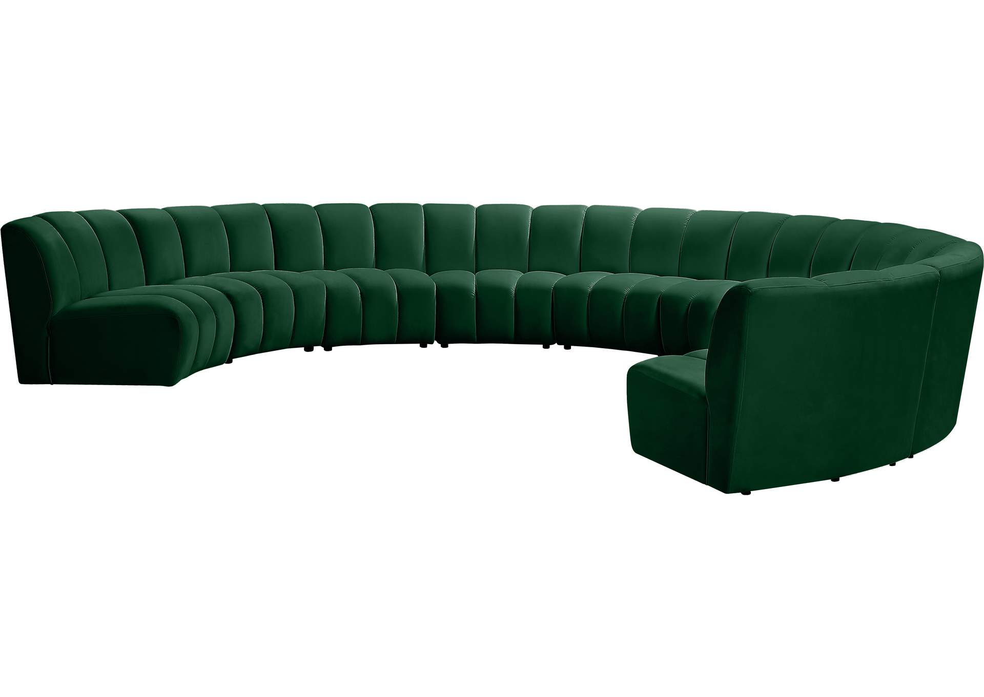 Infinity Green Velvet 9 Piece Modular Sectional,Meridian Furniture