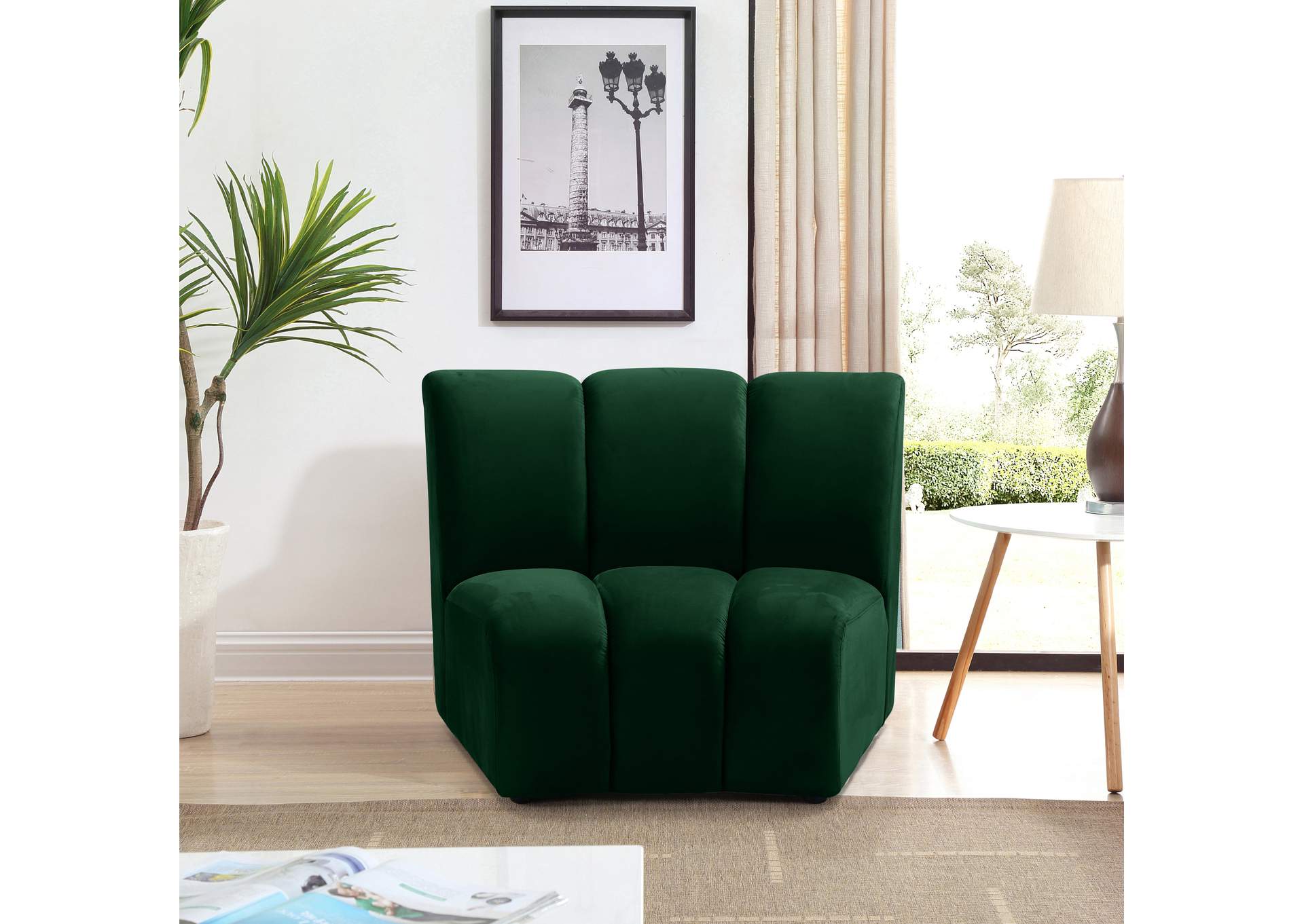 Infinity Green Velvet Modular Chair,Meridian Furniture