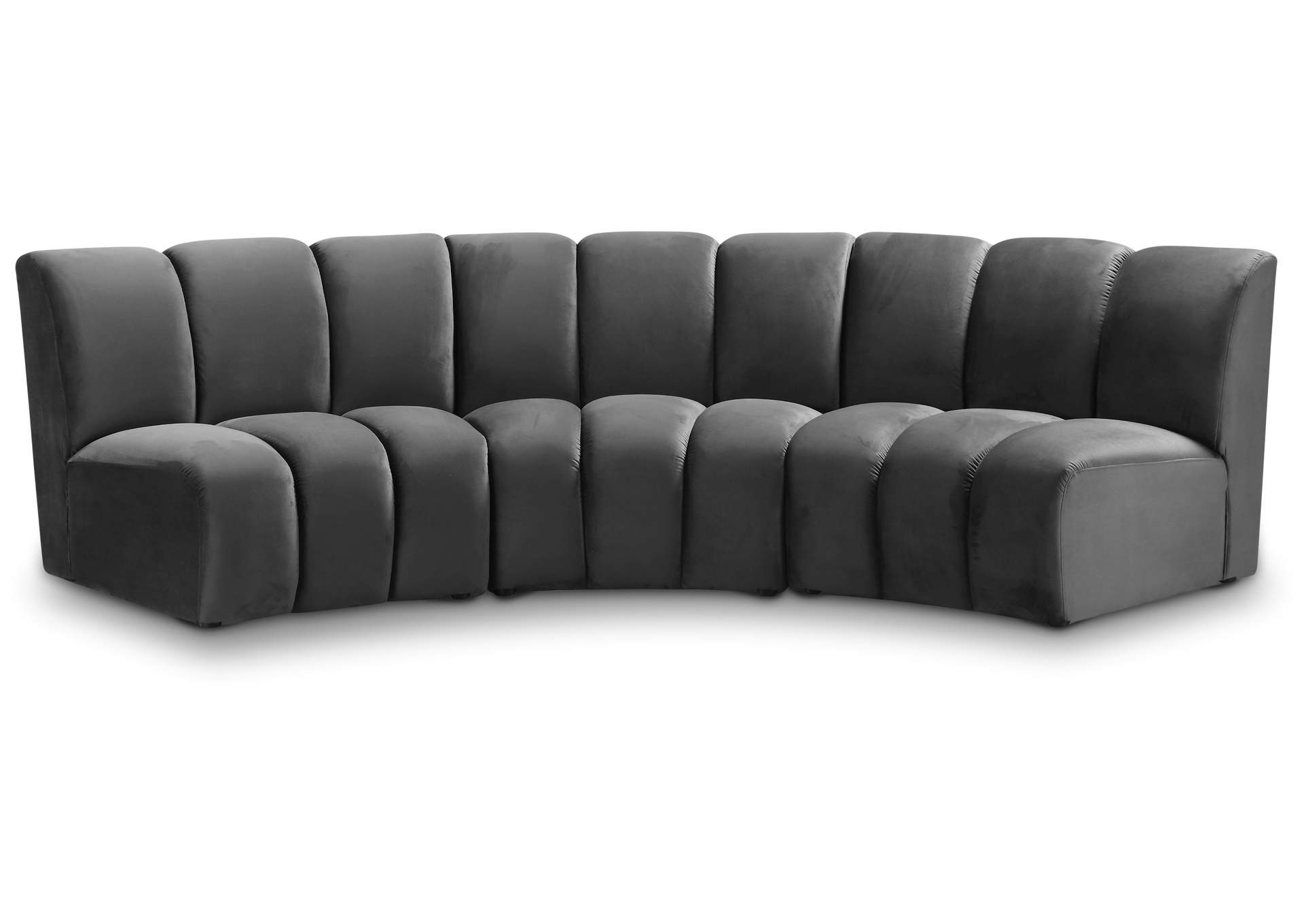 Infinity Grey Velvet 3 Piece Modular Sectional,Meridian Furniture