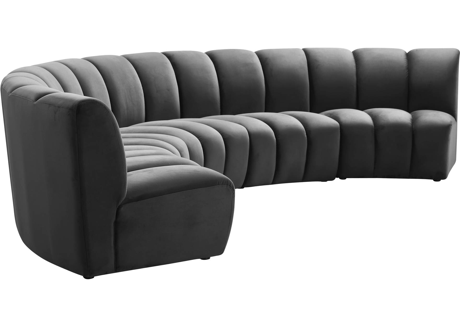 Infinity Grey Velvet 5 Piece Modular Sectional,Meridian Furniture