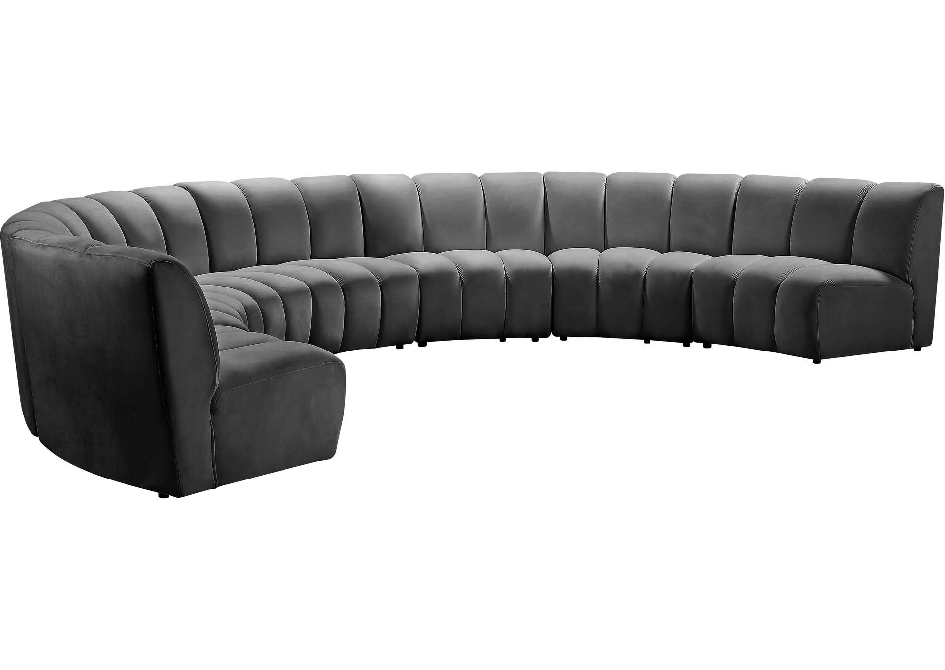 Infinity Grey Velvet 7 Piece Modular Sectional,Meridian Furniture