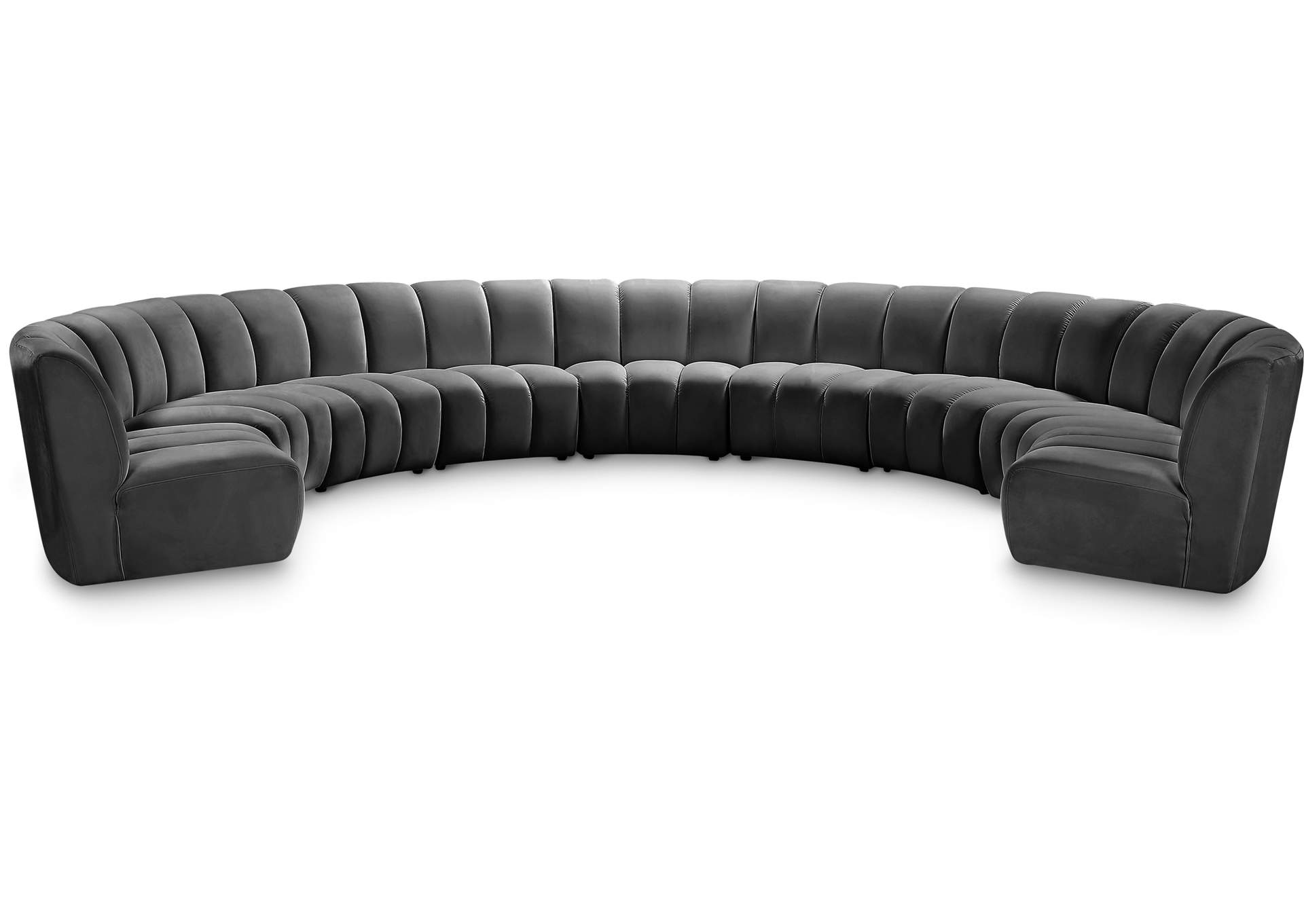 Infinity Grey Velvet 9 Piece Modular Sectional,Meridian Furniture