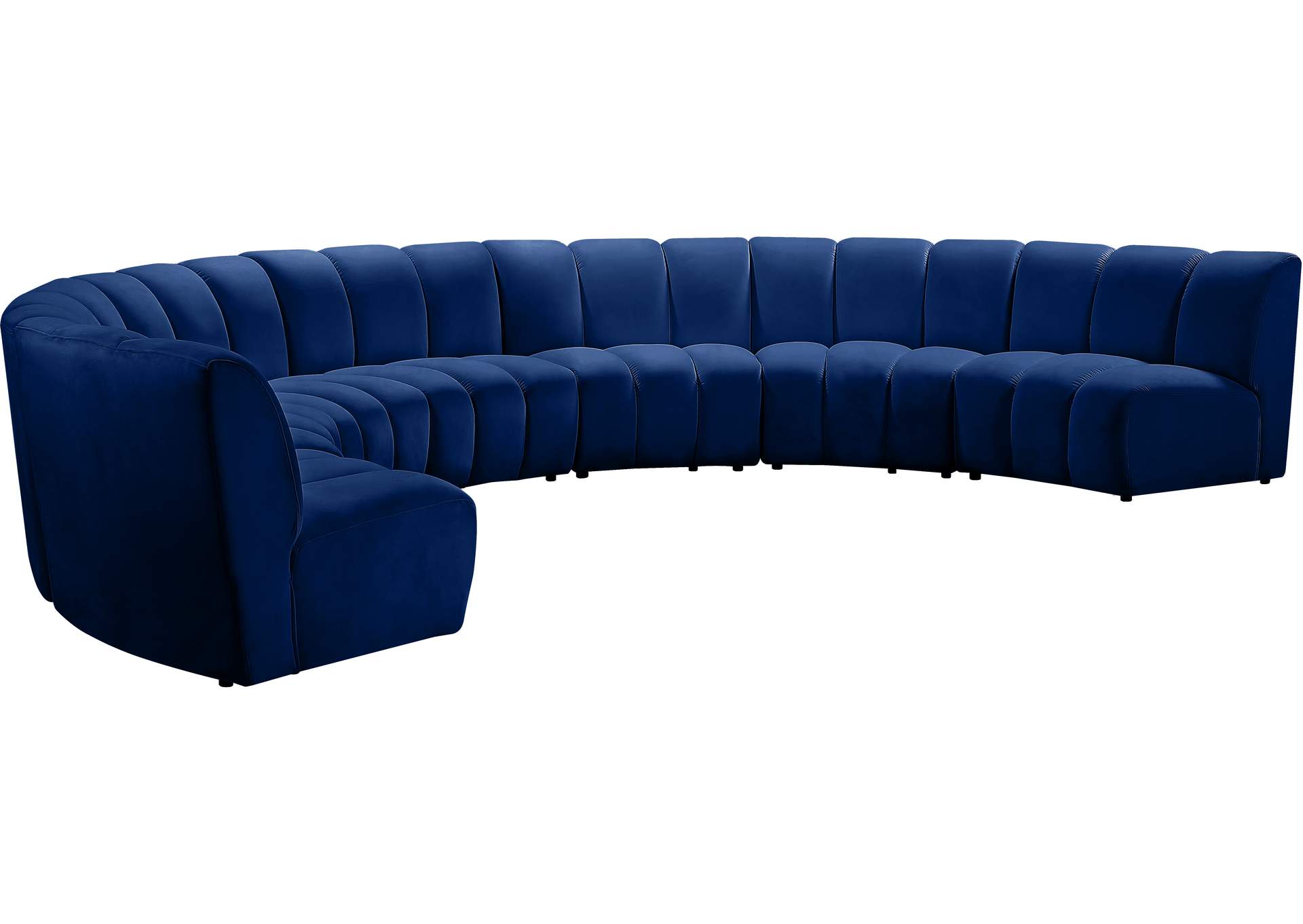 Infinity Navy Velvet 7 Piece Modular Sectional,Meridian Furniture