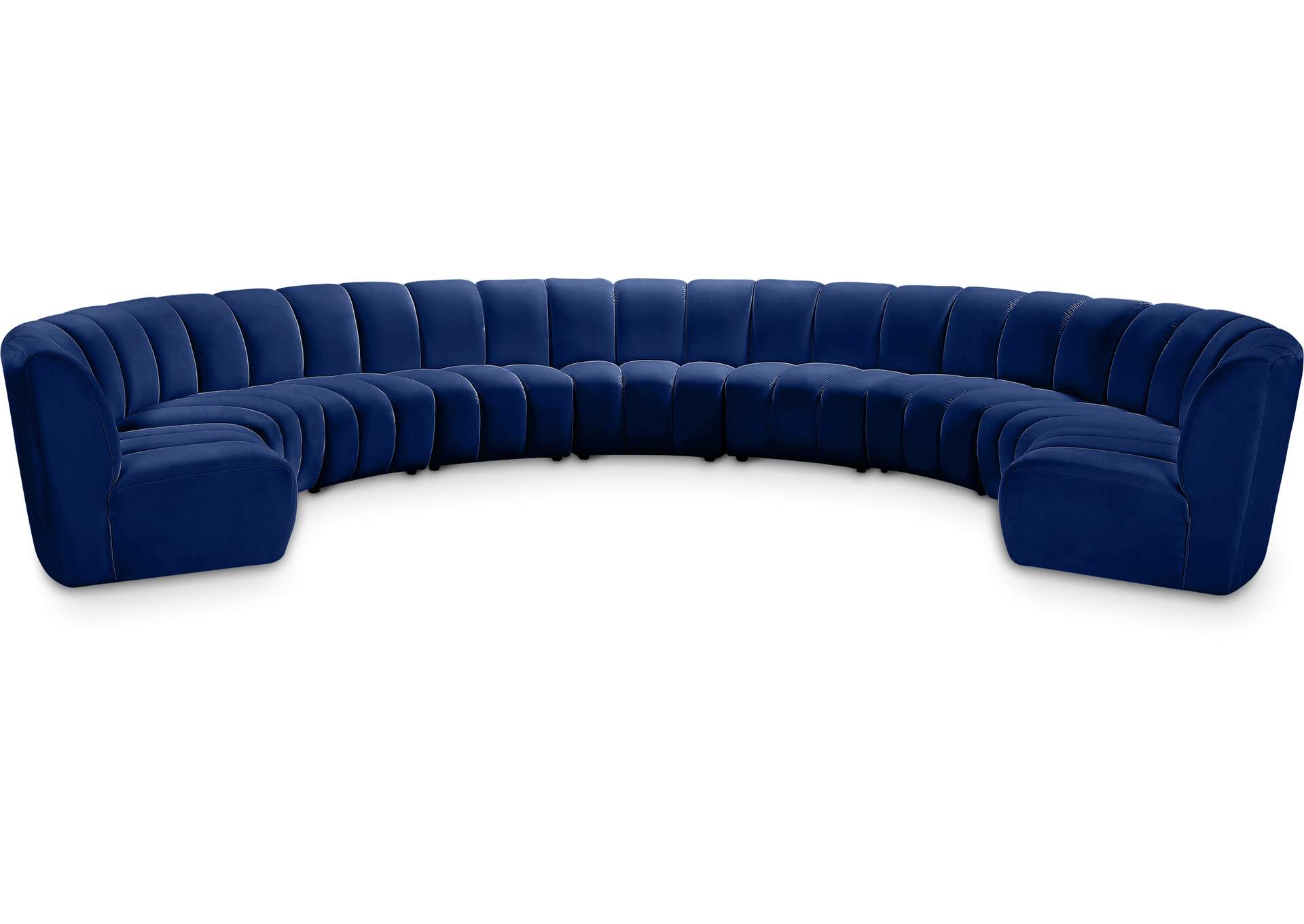 Infinity Navy Velvet 9 Piece Modular Sectional,Meridian Furniture