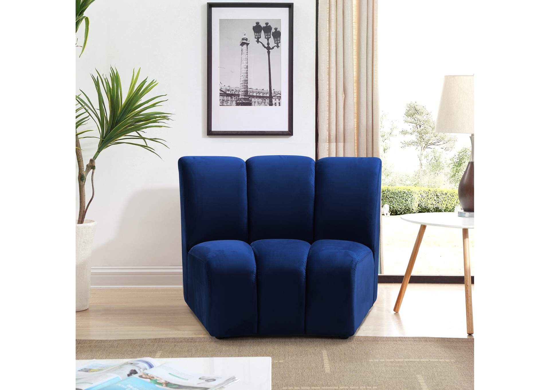 Infinity Navy Velvet Modular Chair,Meridian Furniture