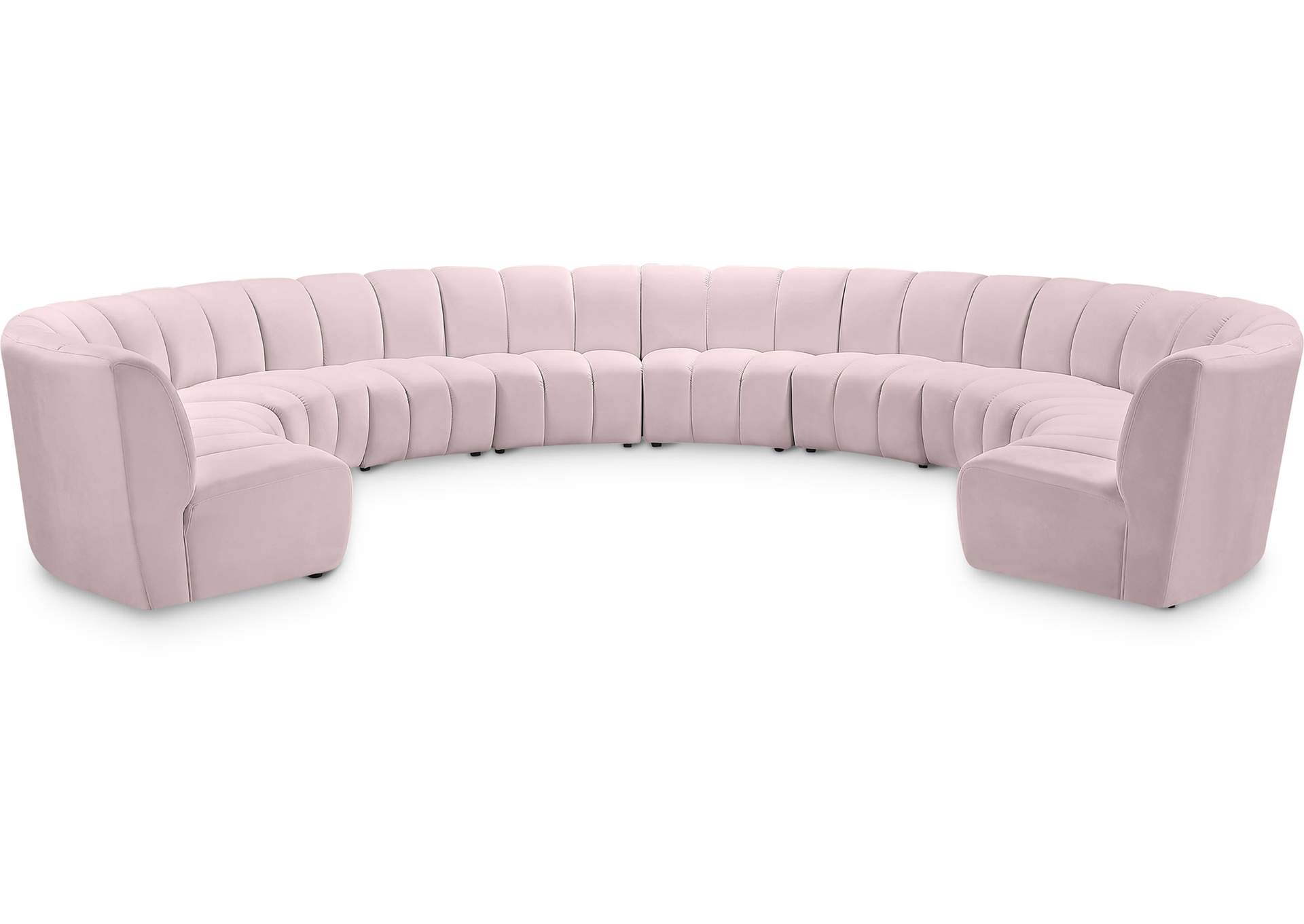 Infinity Pink Velvet 10 Piece Modular Sectional,Meridian Furniture