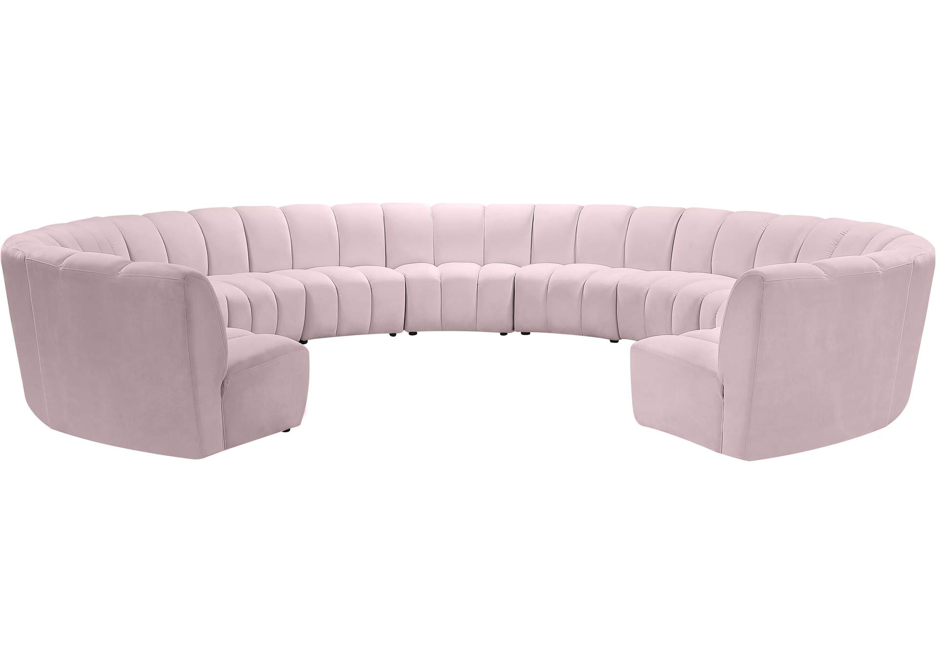 Infinity Pink Velvet 11 Piece Modular Sectional,Meridian Furniture