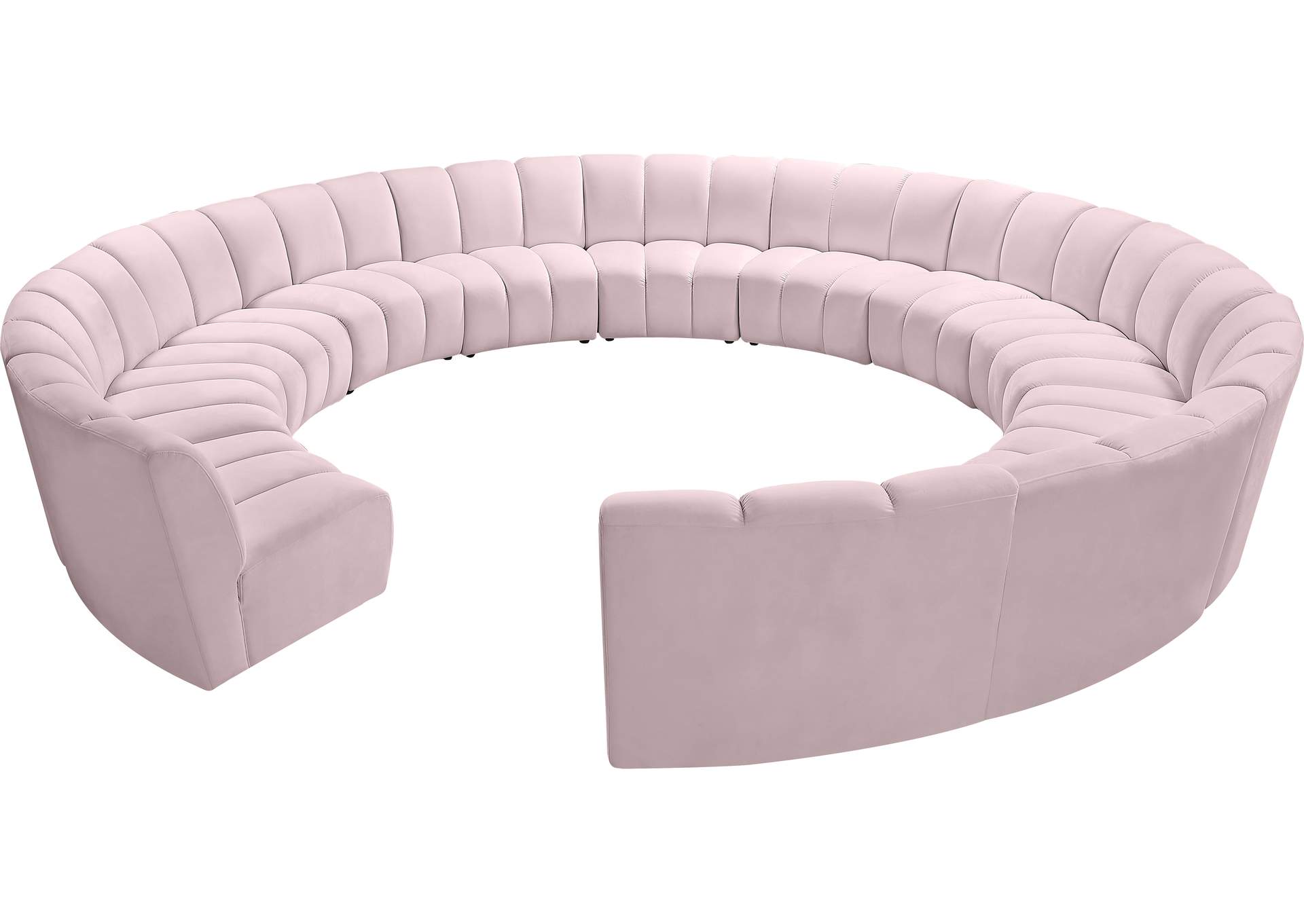 Infinity Pink Velvet 12 Piece Modular Sectional,Meridian Furniture