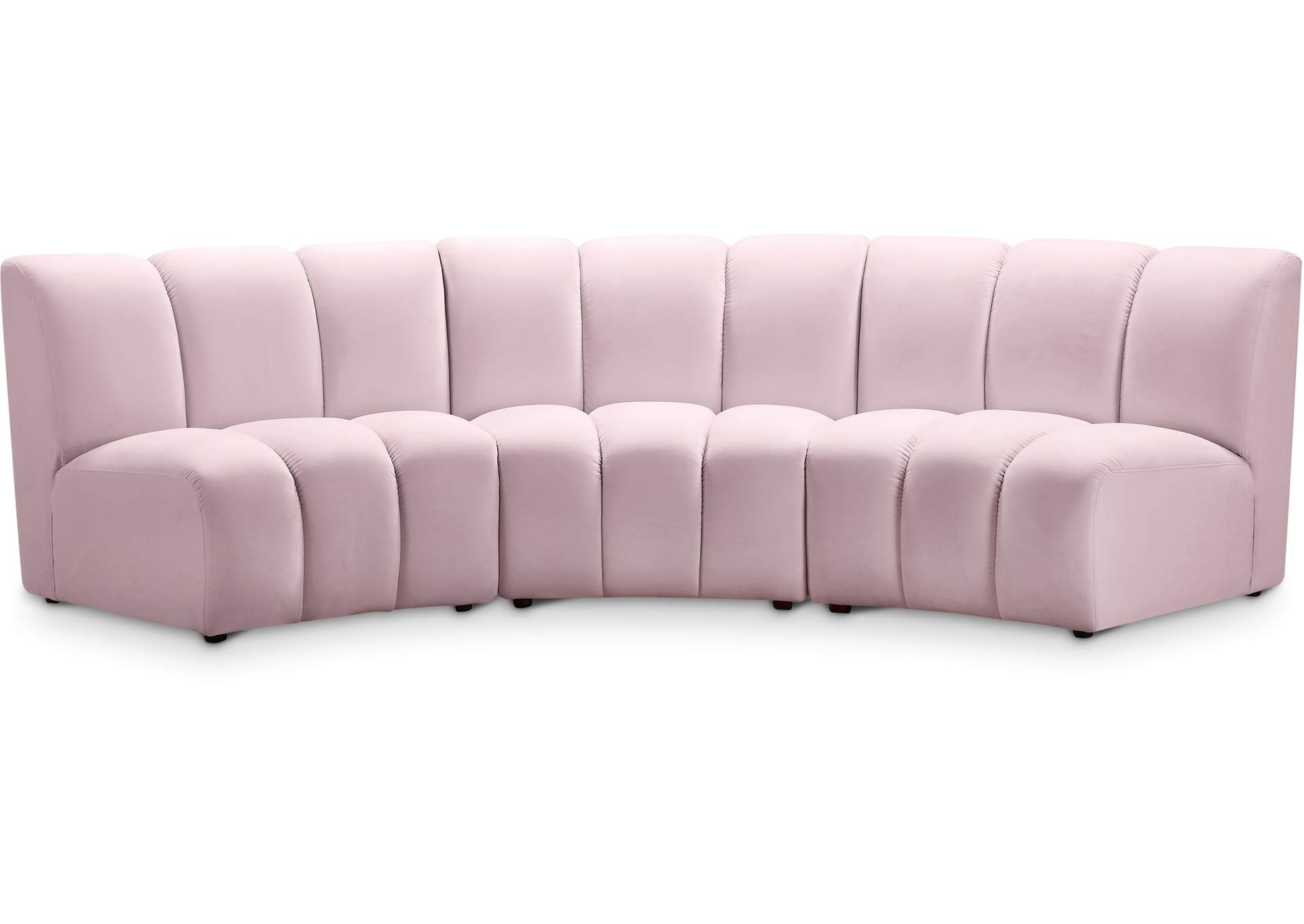 Infinity Pink Velvet 3 Piece Modular Sectional,Meridian Furniture