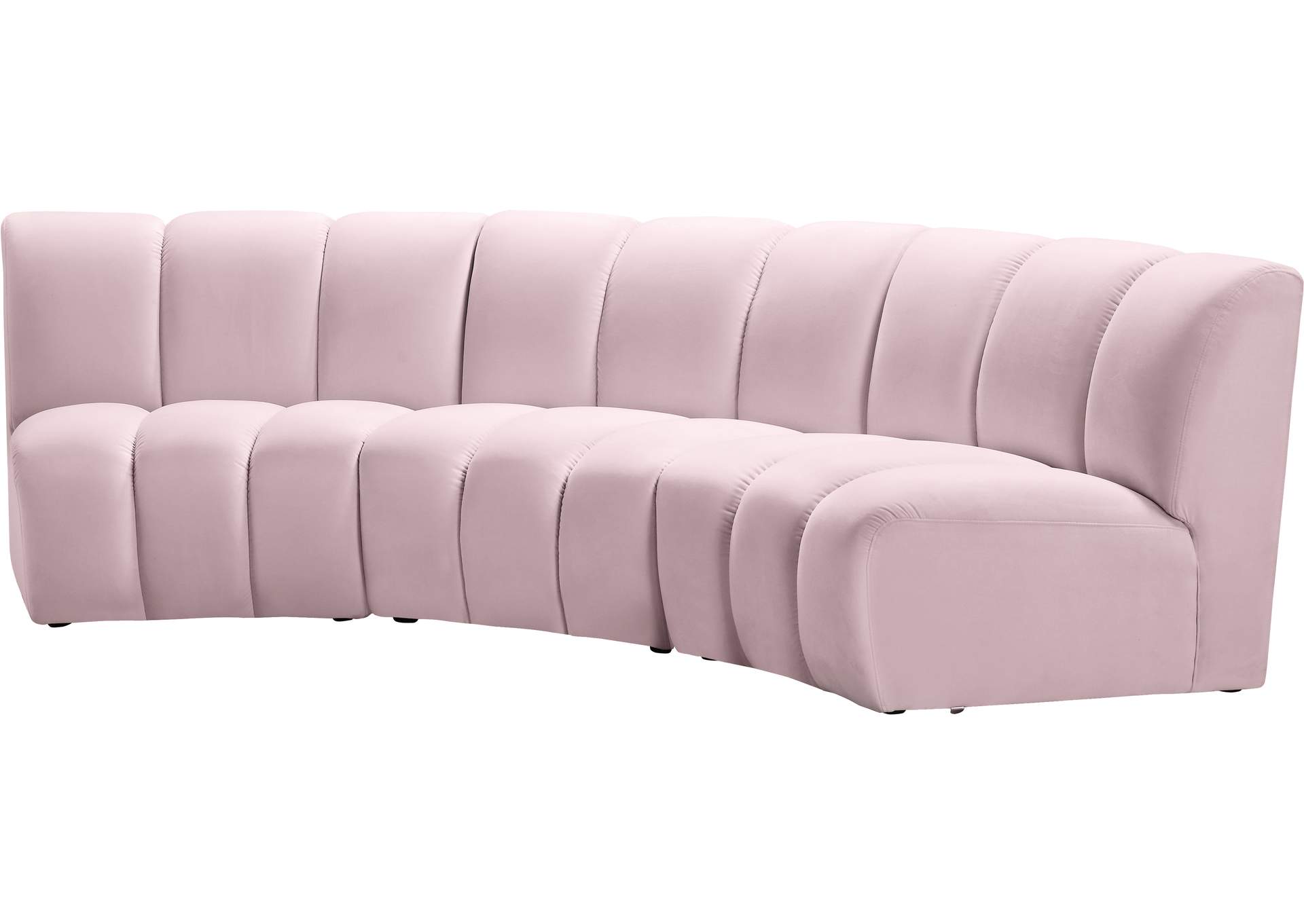 Infinity Pink Velvet 3 Piece Modular Sectional,Meridian Furniture