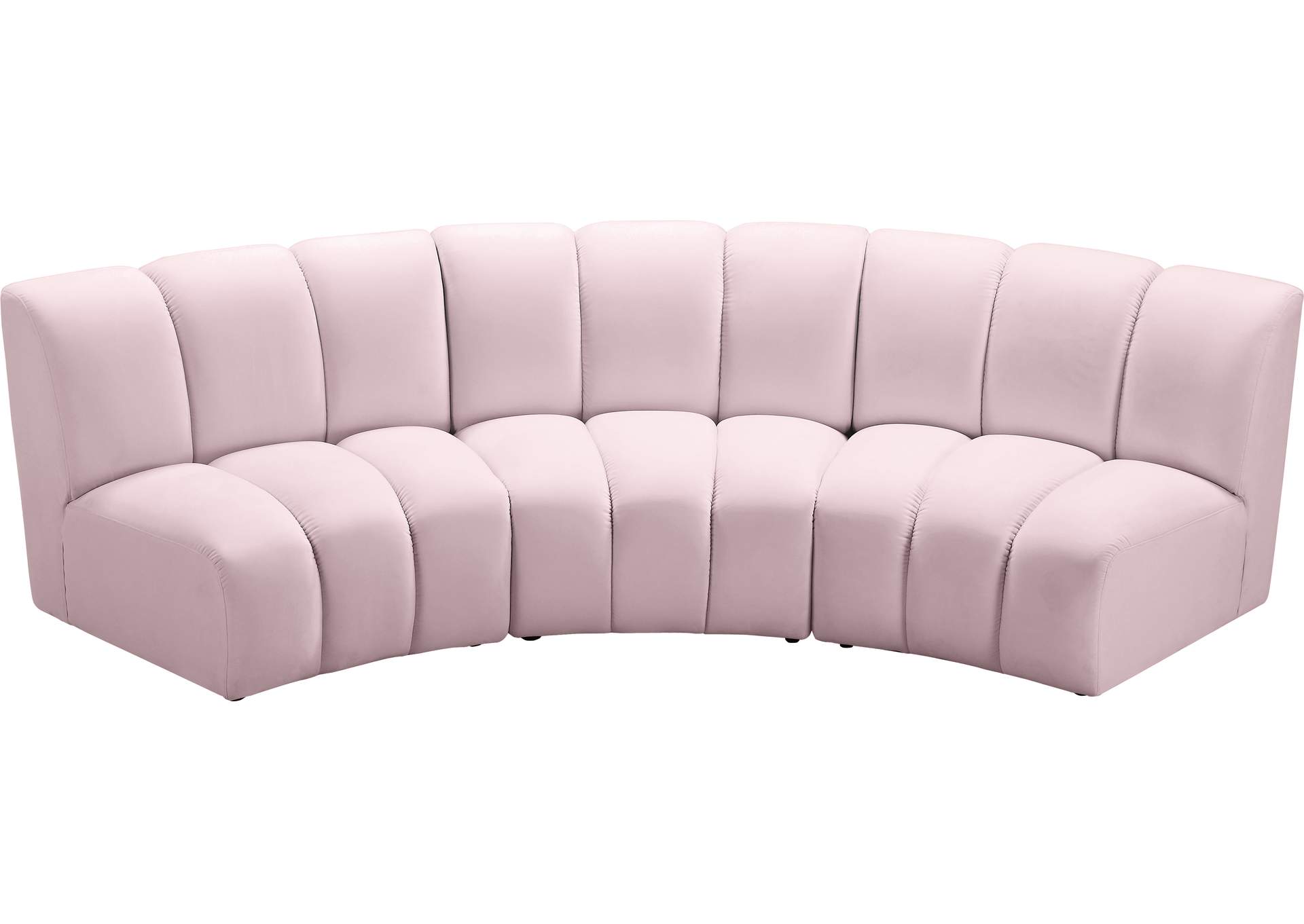 Infinity Pink Velvet 3 Piece Modular Sectional,Meridian Furniture