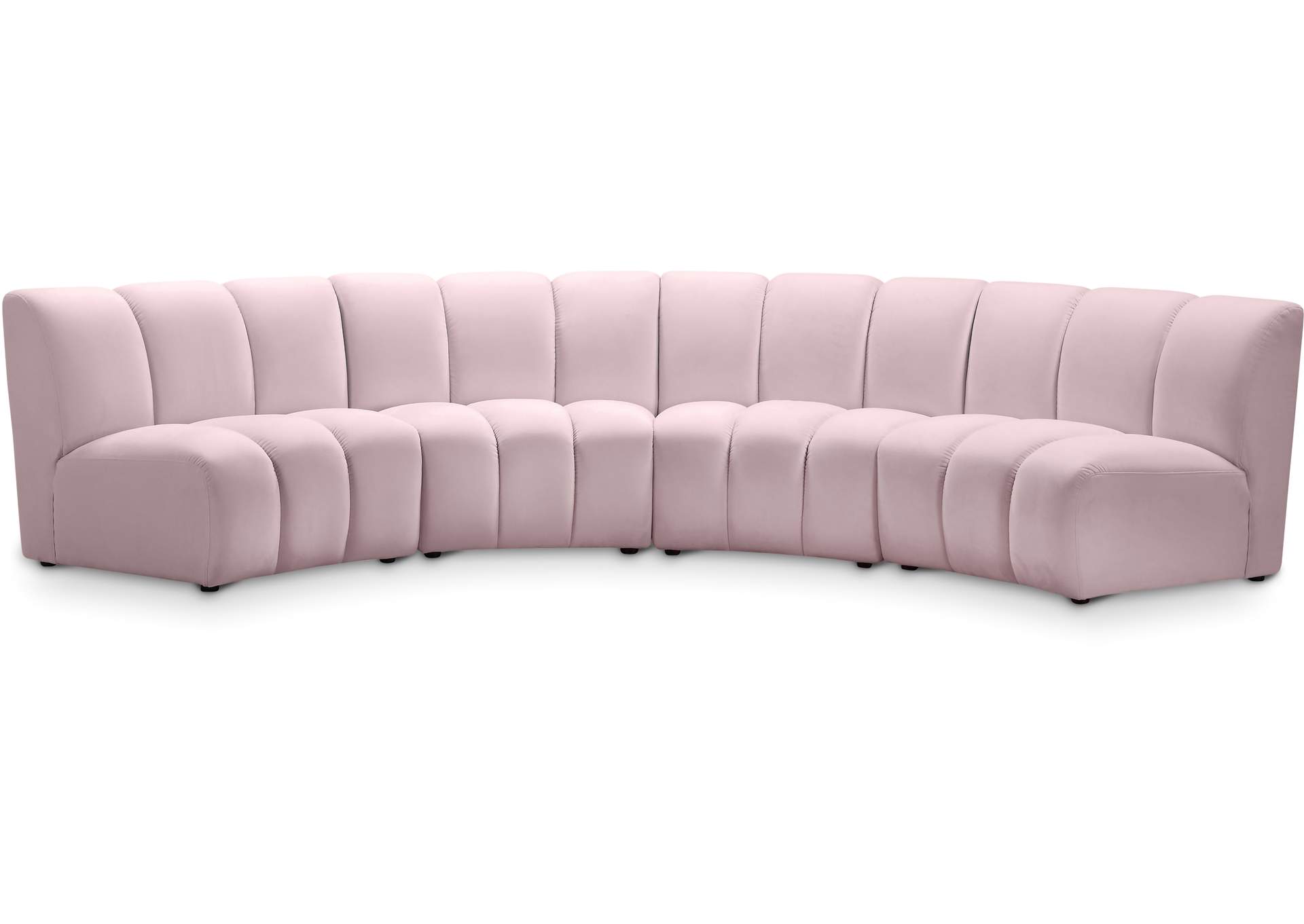 Infinity Pink Velvet 4 Piece Modular Sectional,Meridian Furniture