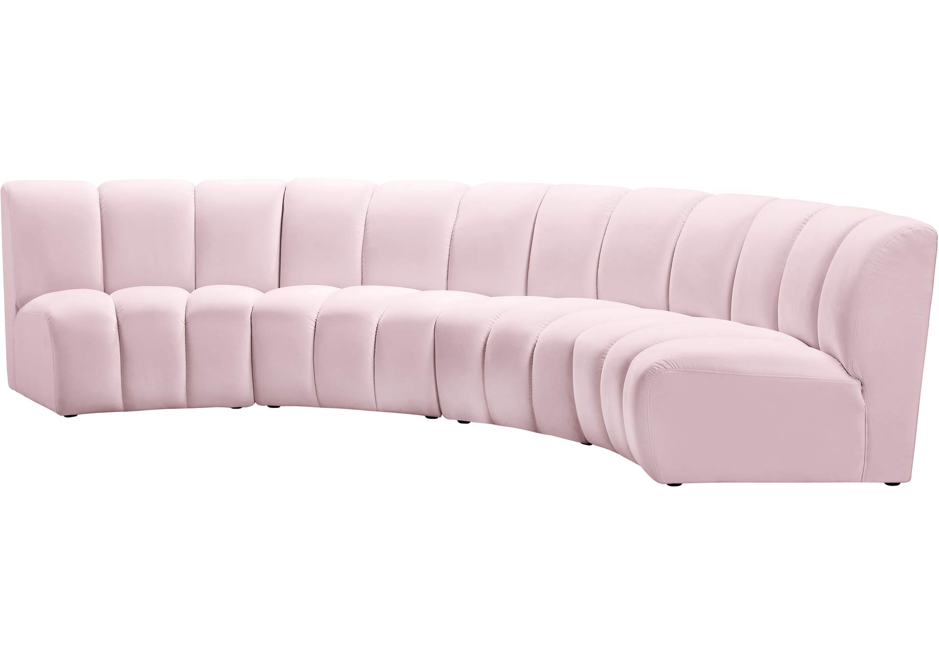 Infinity Pink Velvet 4 Piece Modular Sectional,Meridian Furniture