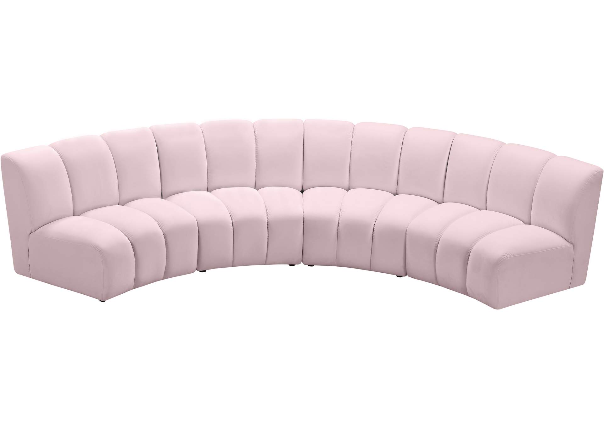 Infinity Pink Velvet 4 Piece Modular Sectional,Meridian Furniture