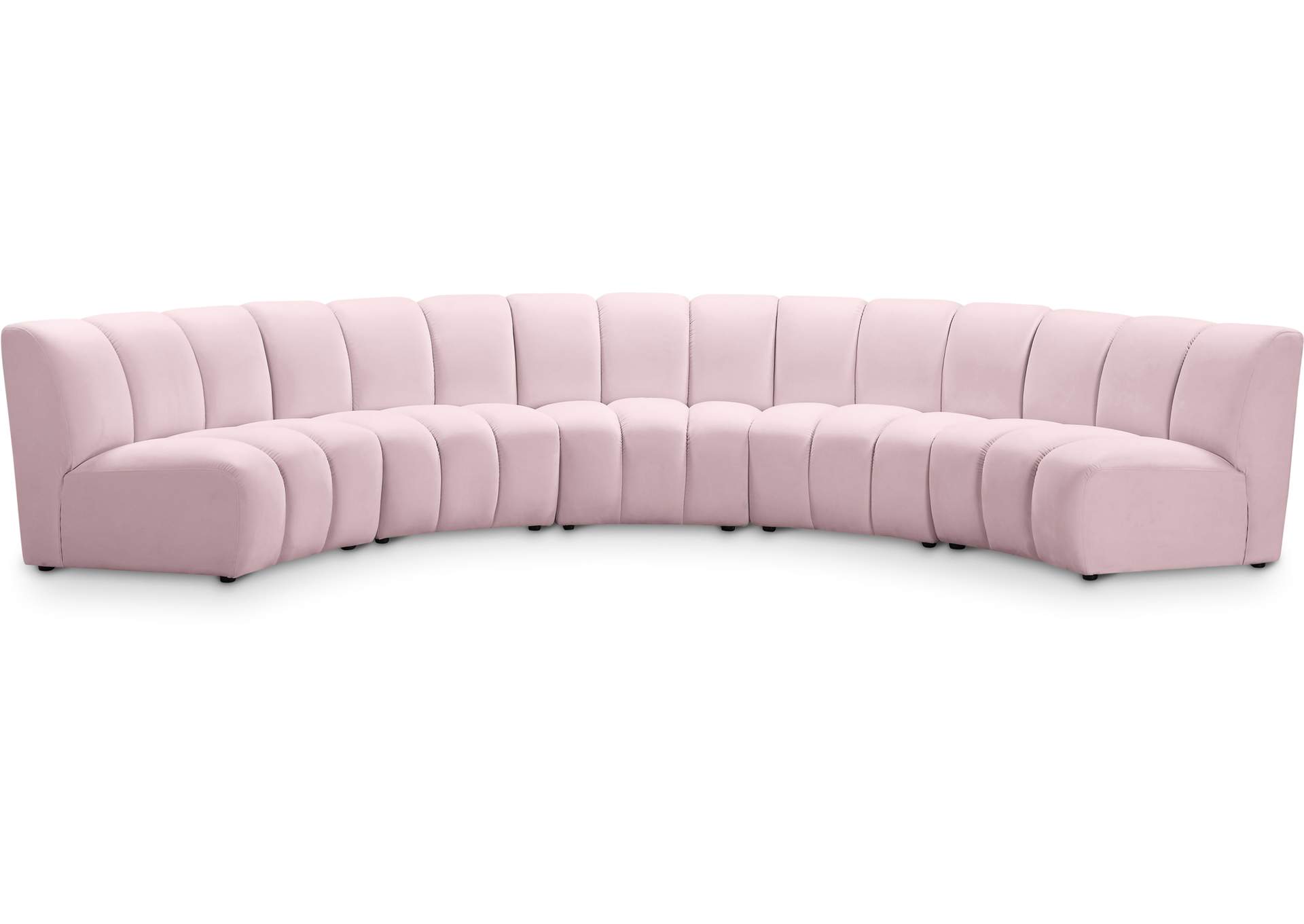 Infinity Pink Velvet 5 Piece Modular Sectional,Meridian Furniture