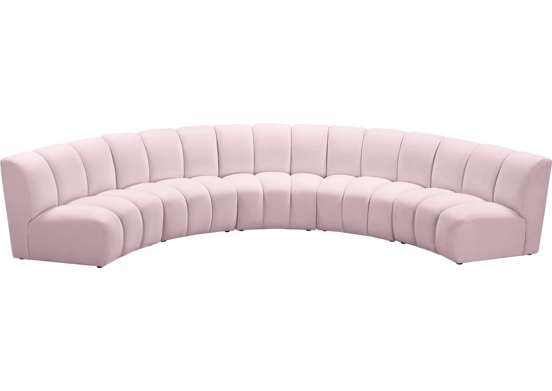 Infinity Pink Velvet 5 Piece Modular Sectional,Meridian Furniture