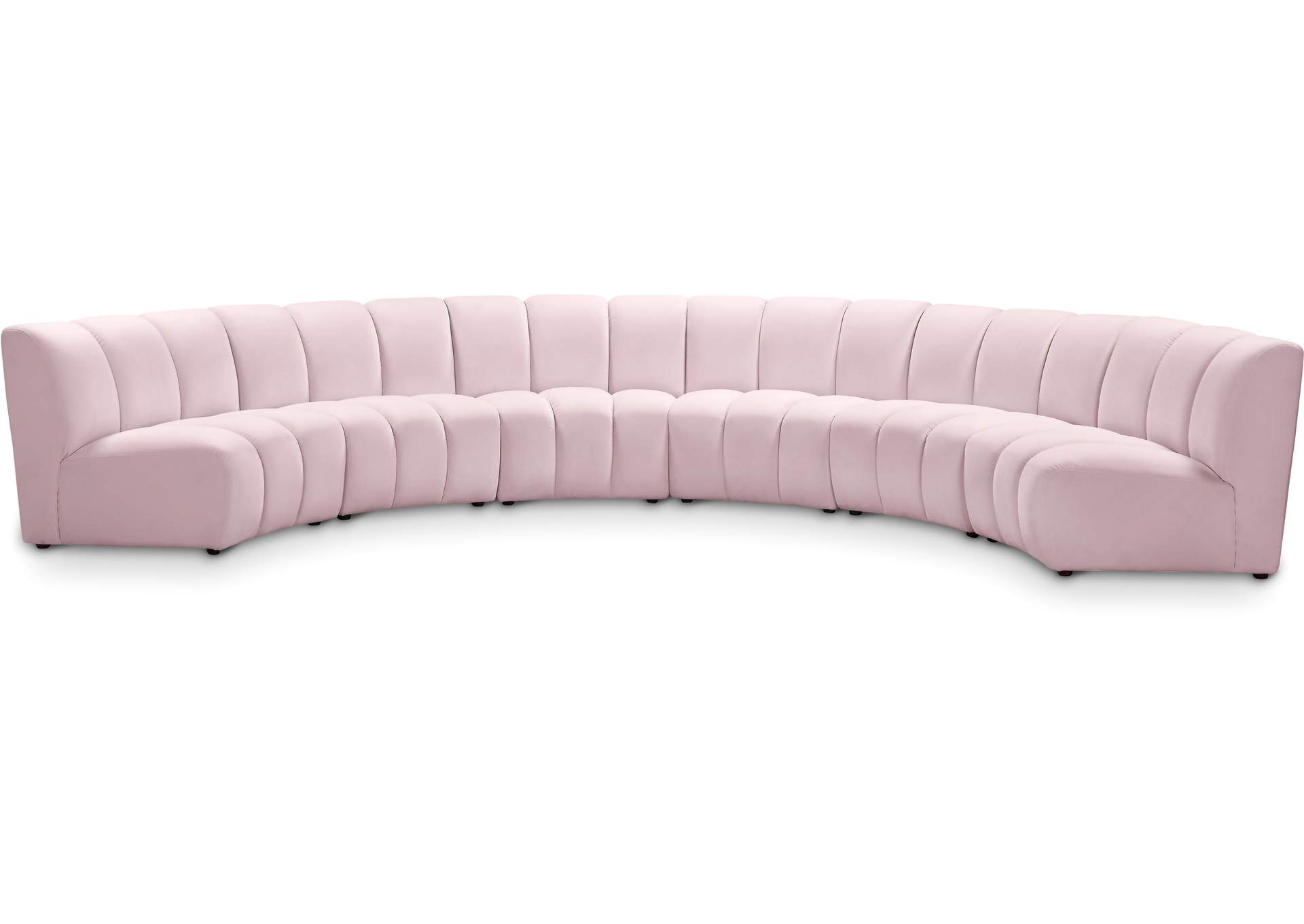 Infinity Pink Velvet 6 Piece . Modular Sectional,Meridian Furniture