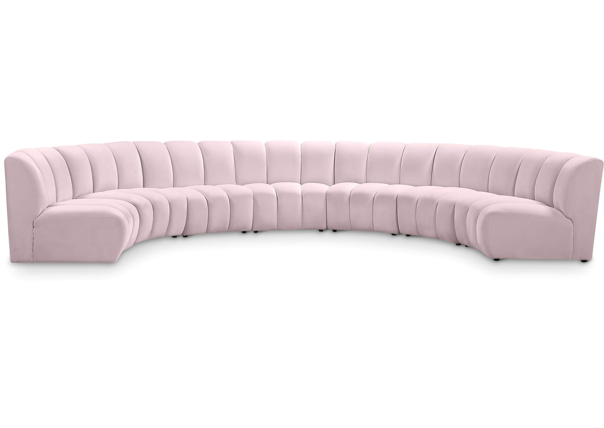 Infinity Pink Velvet 7 Piece Modular Sectional,Meridian Furniture