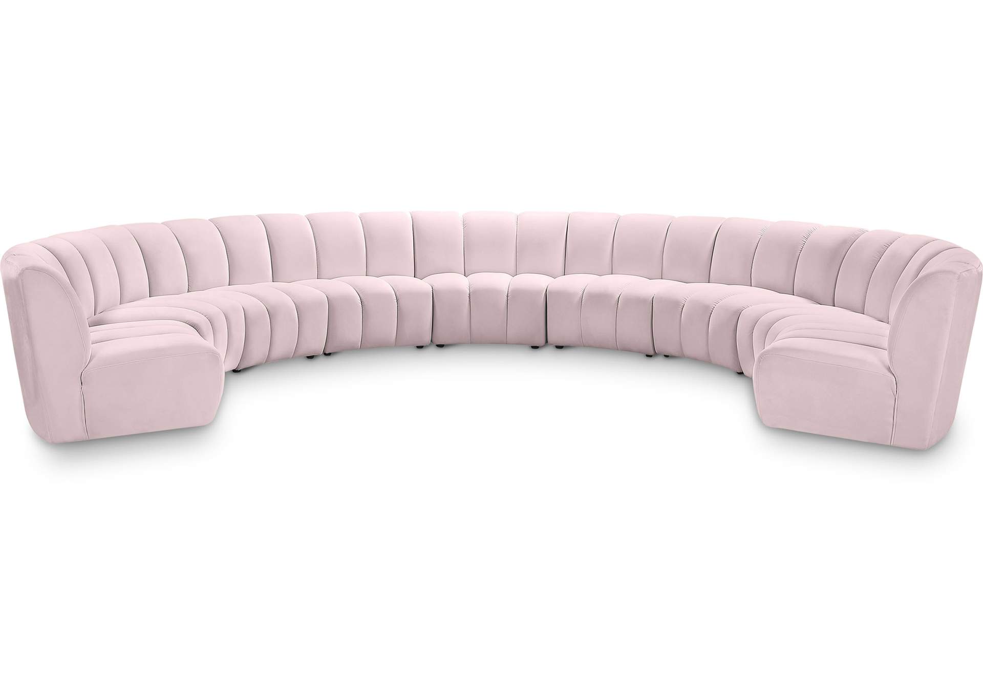 Infinity Pink Velvet 9 Piece Modular Sectional,Meridian Furniture