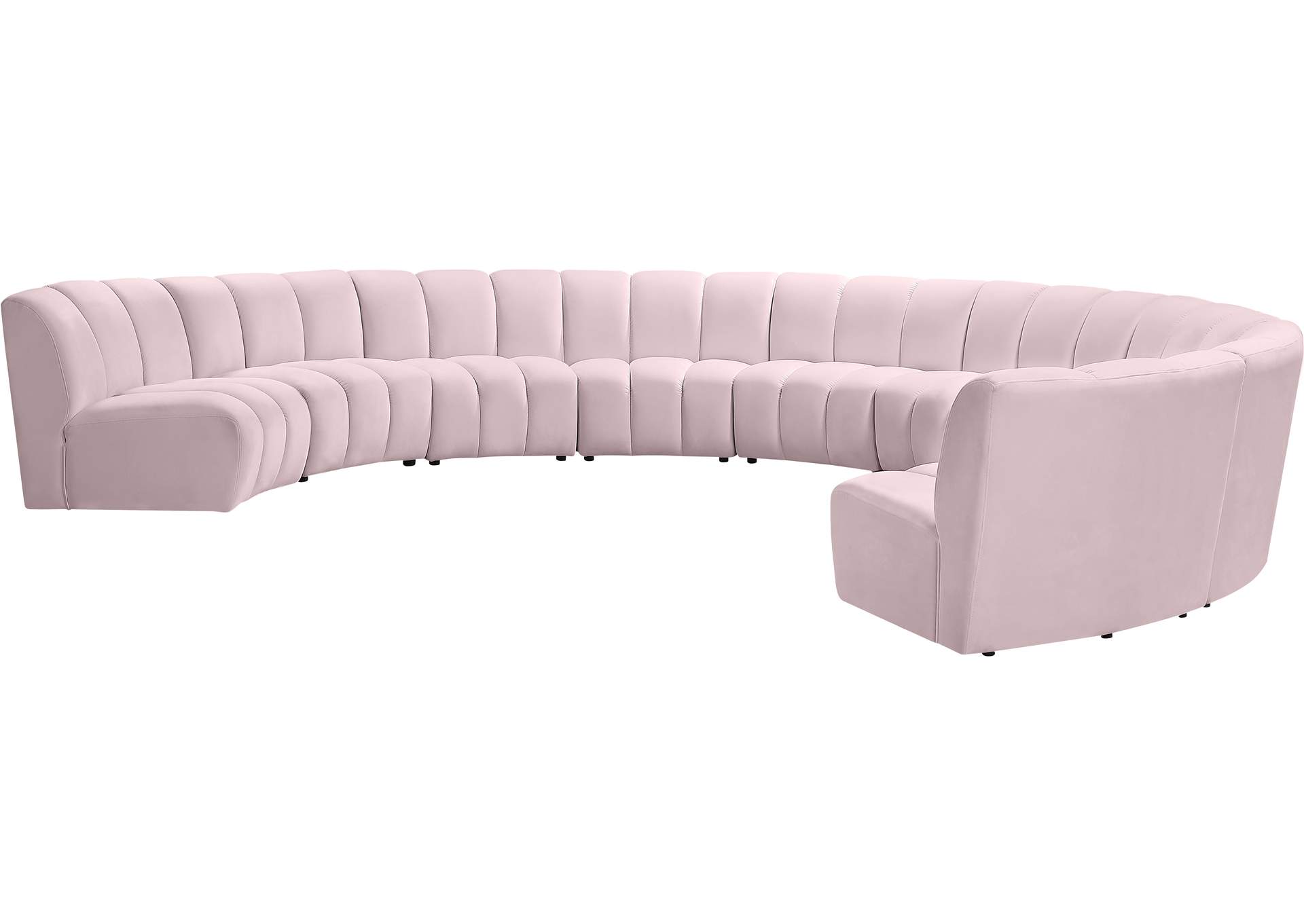 Infinity Pink Velvet 9 Piece Modular Sectional,Meridian Furniture