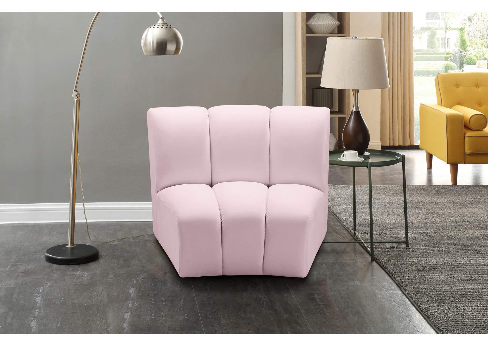 Infinity Pink Velvet Modular Chair,Meridian Furniture