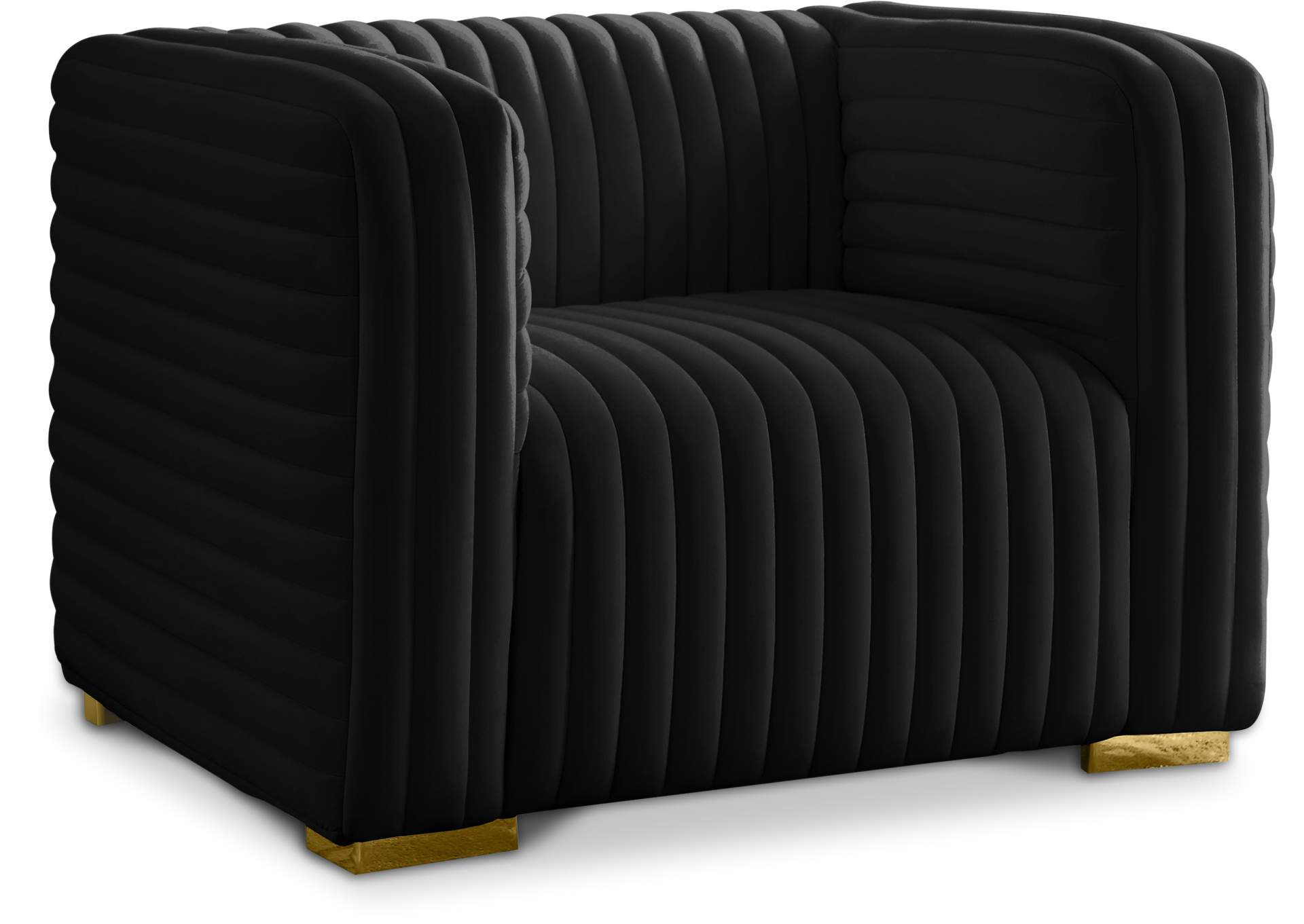 Ravish Black Velvet Chair,Meridian Furniture