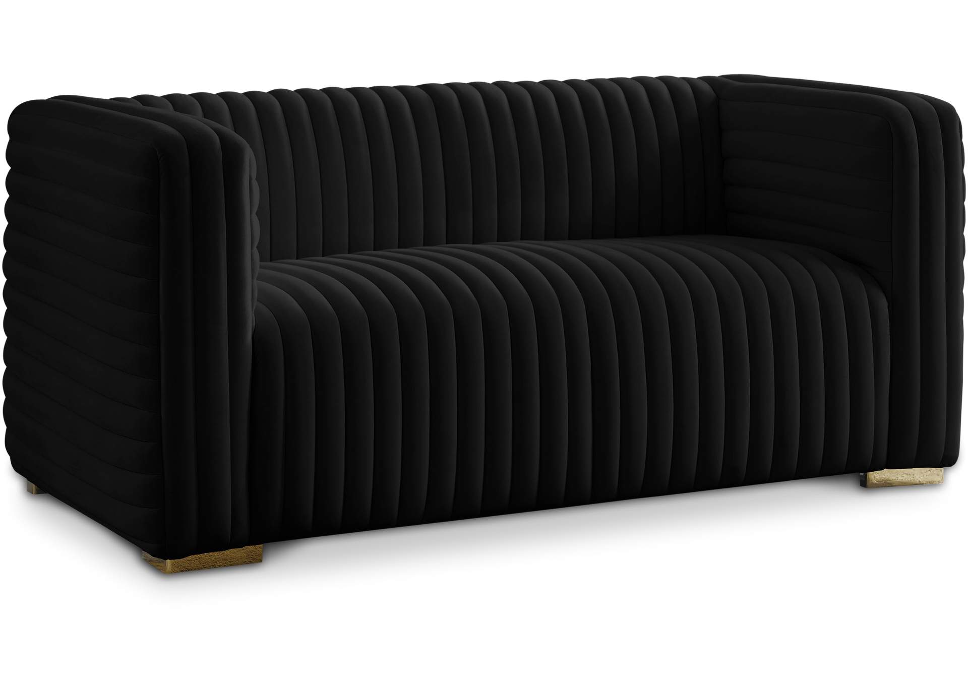 Ravish Black Velvet Loveseat,Meridian Furniture