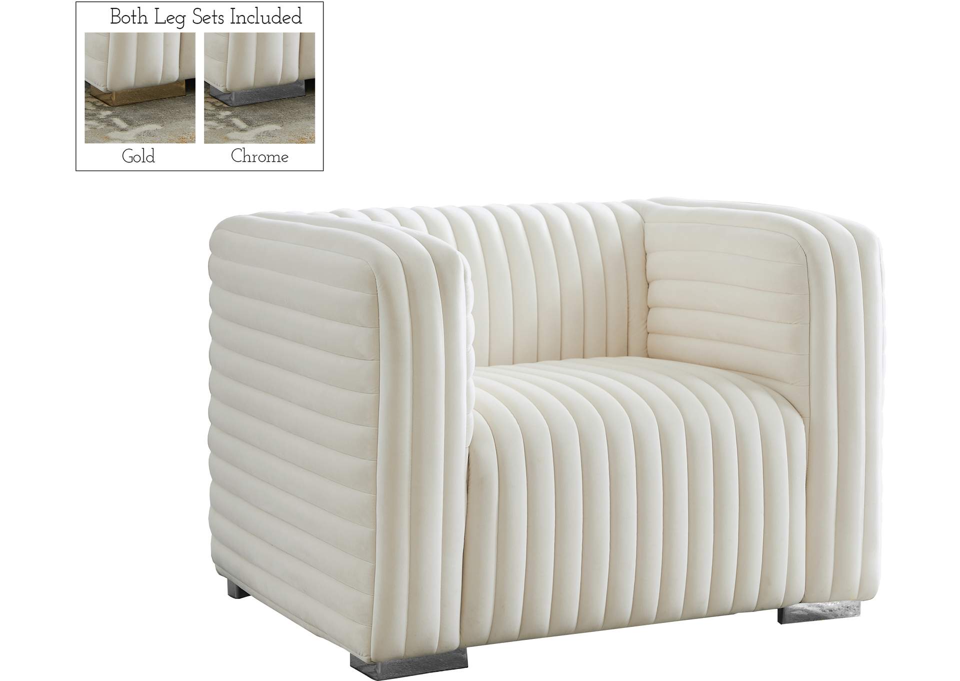 Ravish Cream Velvet Chair,Meridian Furniture