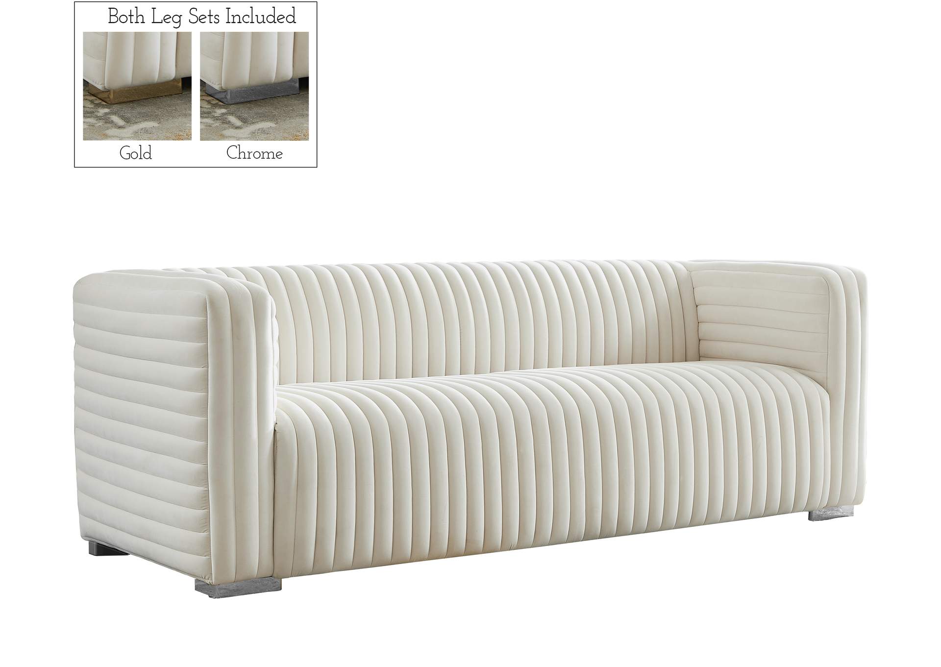 Ravish Cream Velvet Sofa,Meridian Furniture