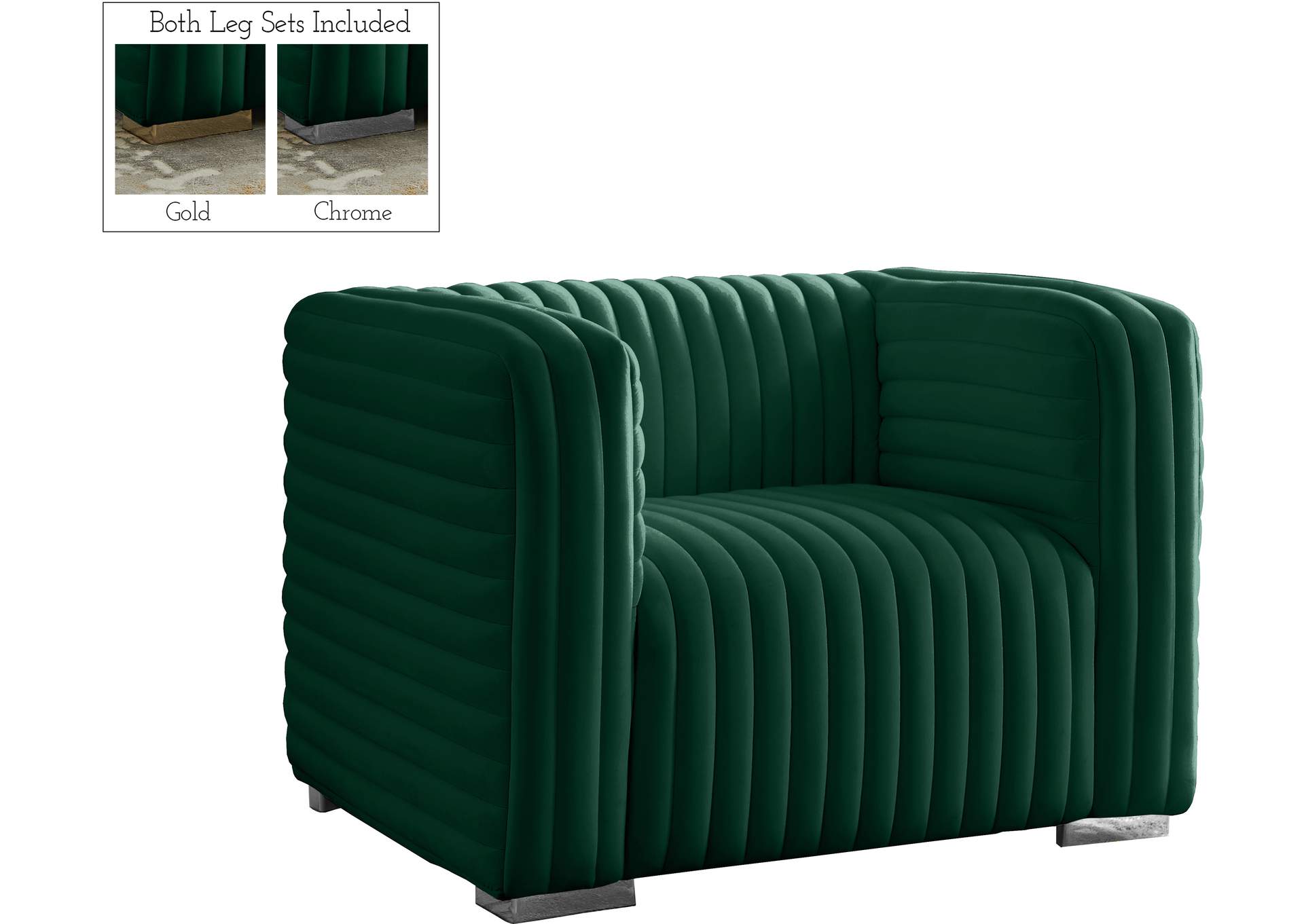 Ravish Green Velvet Chair,Meridian Furniture