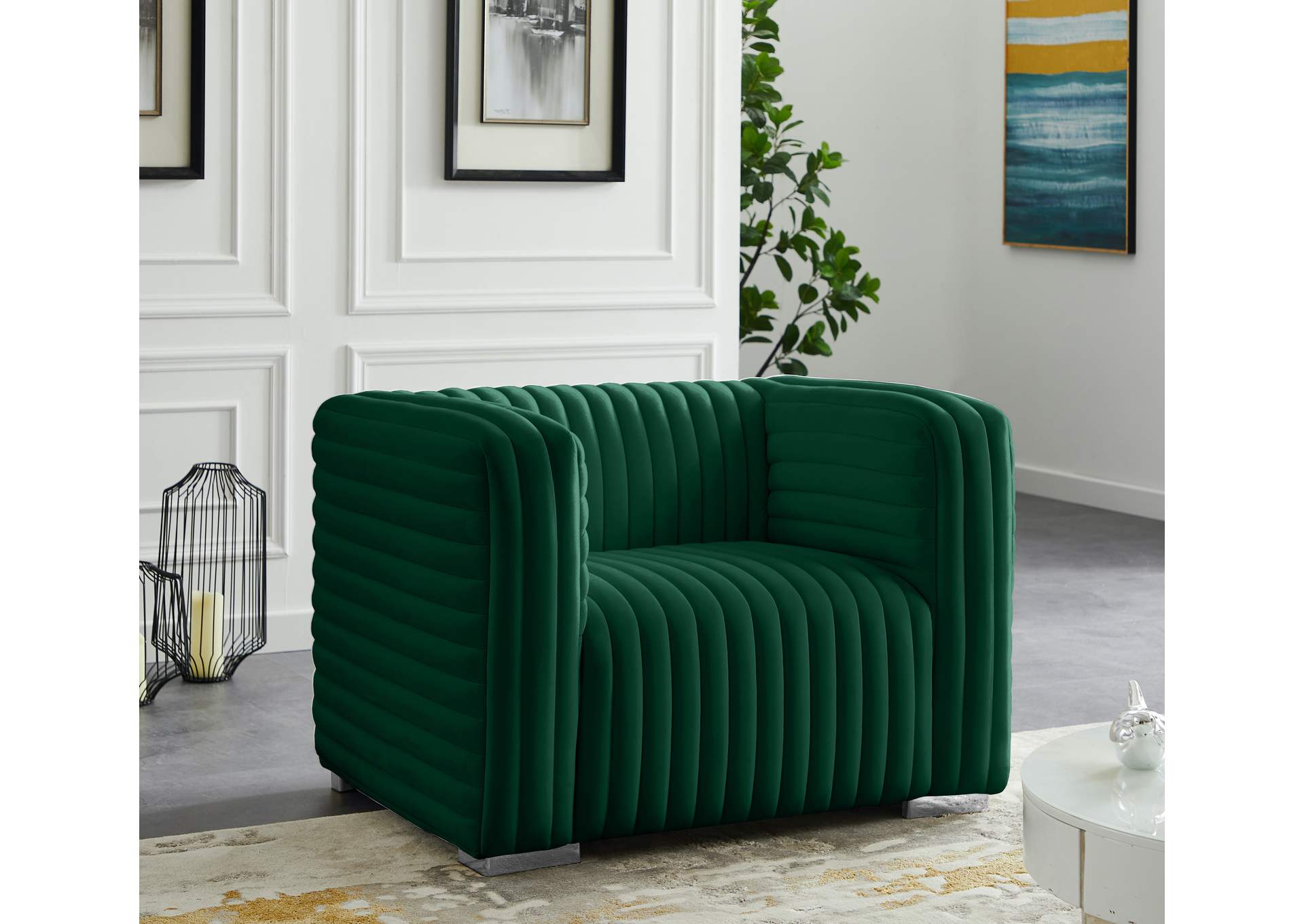 Ravish Green Velvet Chair,Meridian Furniture