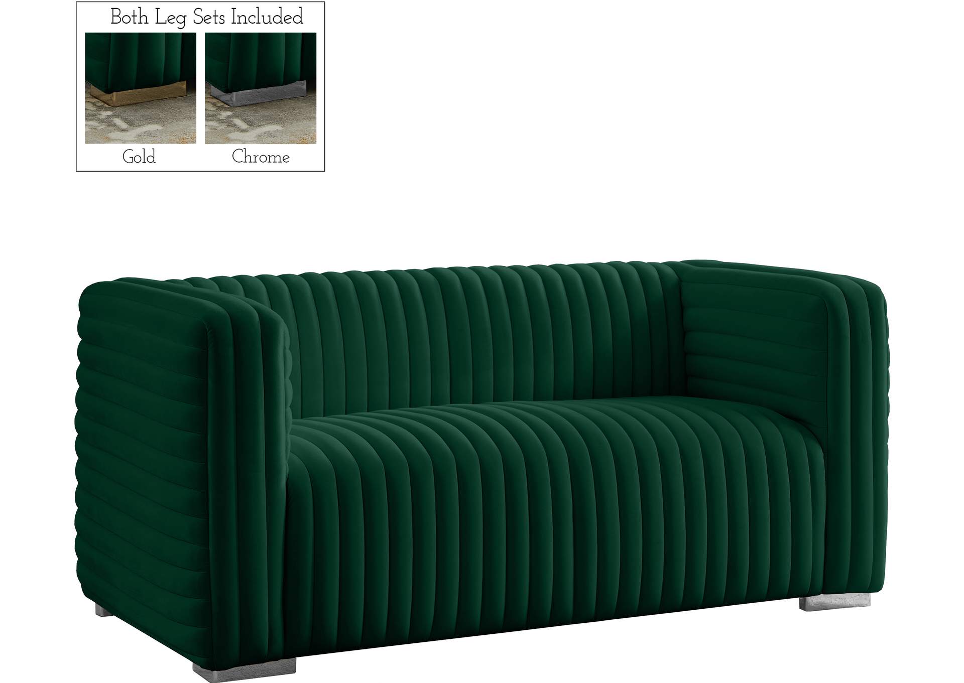 Ravish Green Velvet Loveseat,Meridian Furniture