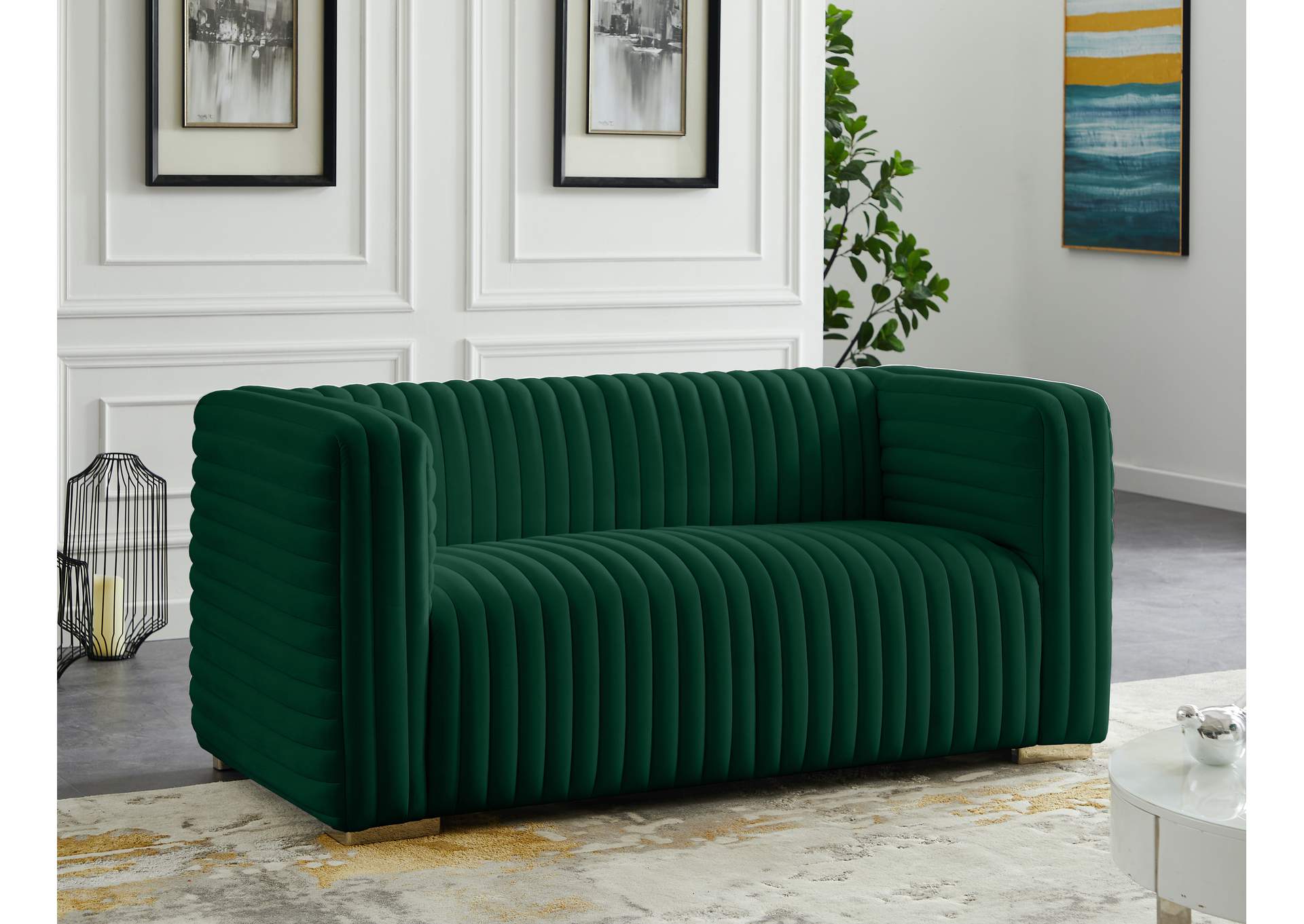 Ravish Green Velvet Loveseat,Meridian Furniture