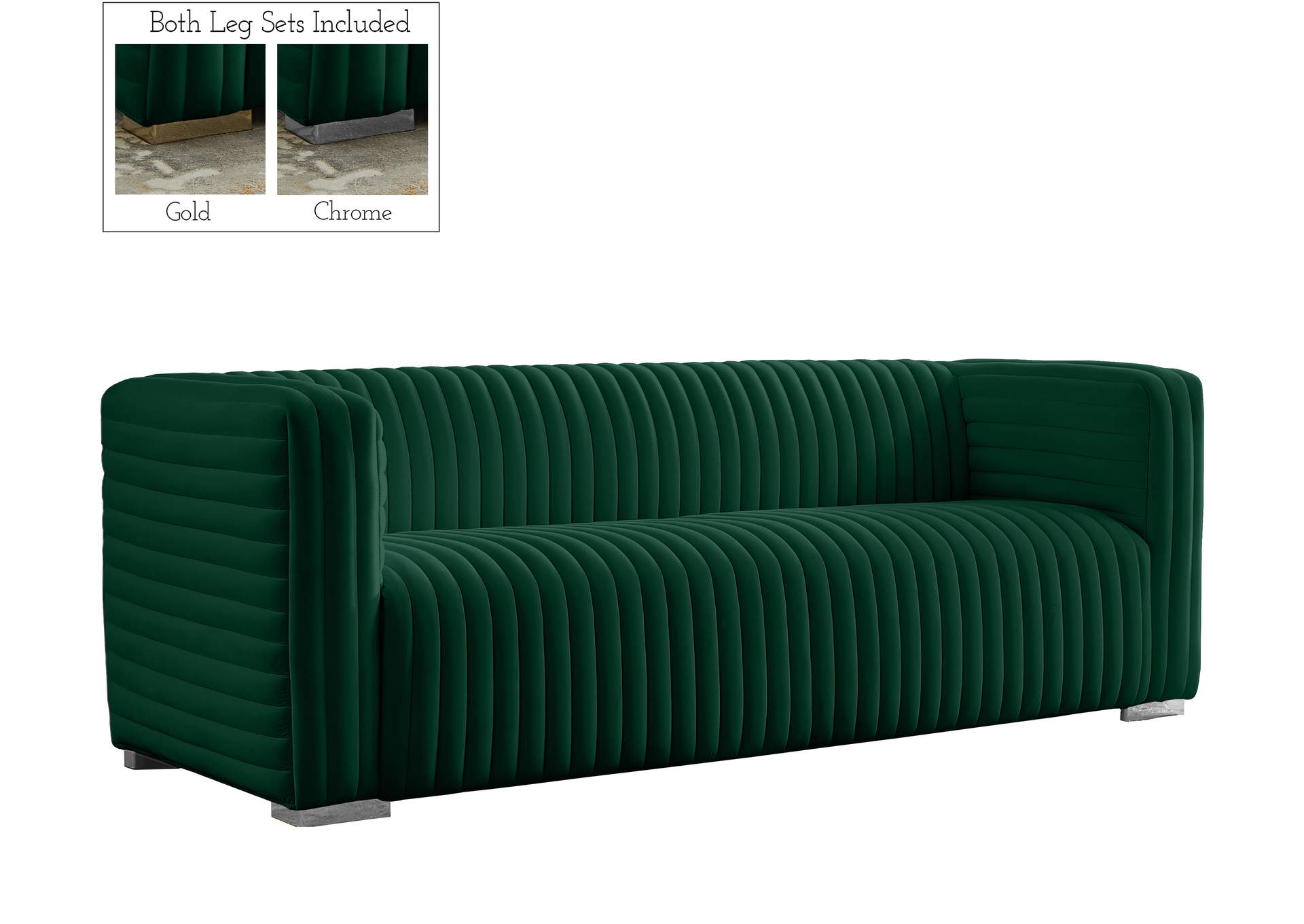 Ravish Green Velvet Sofa,Meridian Furniture