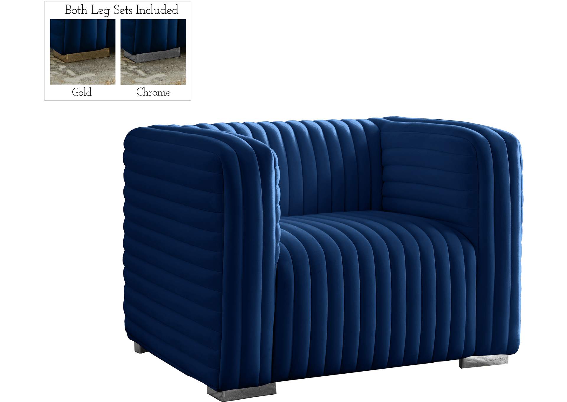 Ravish Navy Velvet Chair,Meridian Furniture