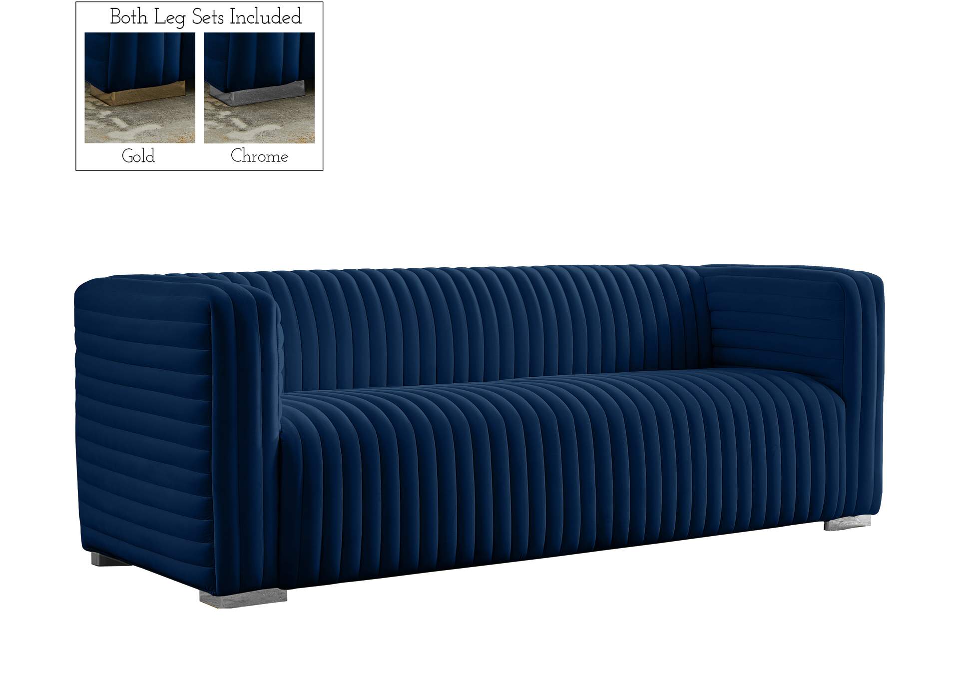 Ravish Navy Velvet Sofa,Meridian Furniture