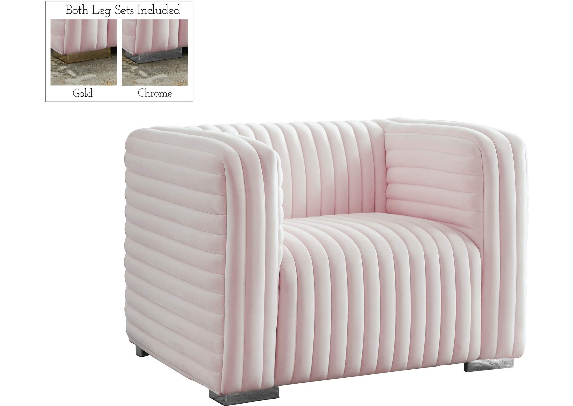 Ravish Pink Velvet Chair,Meridian Furniture