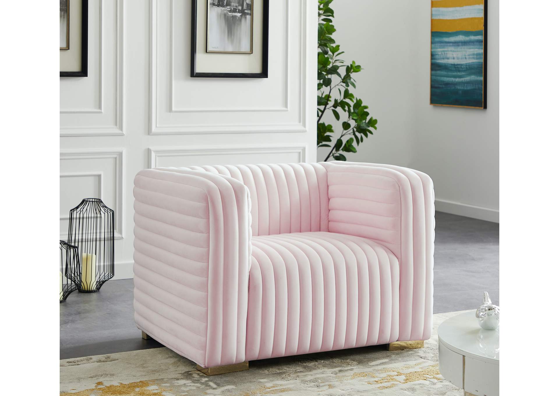 Ravish Pink Velvet Chair,Meridian Furniture