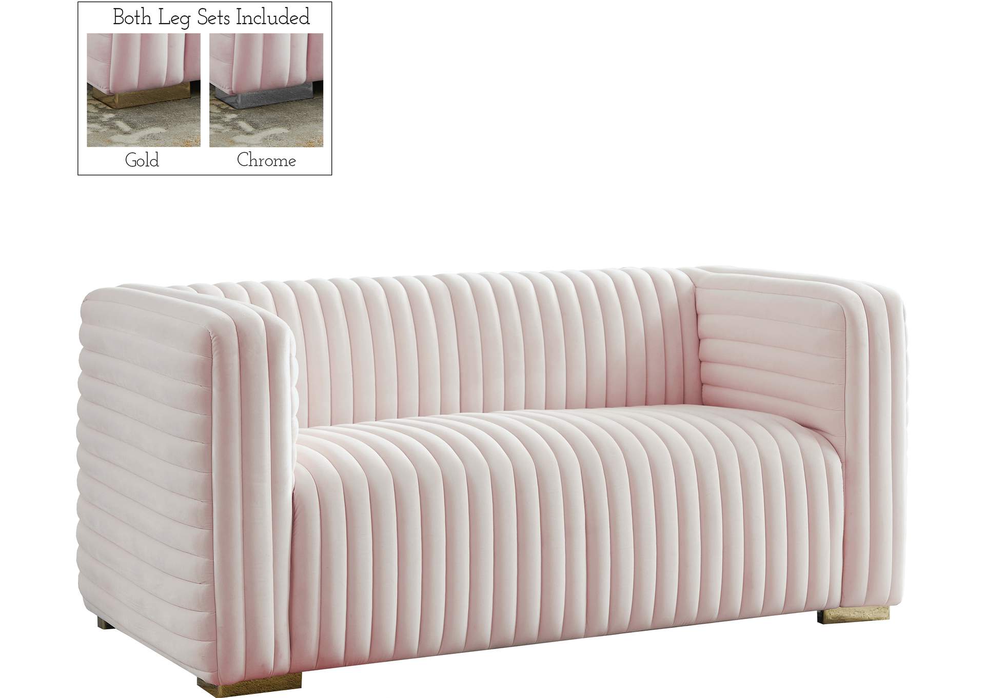 Ravish Pink Velvet Loveseat,Meridian Furniture