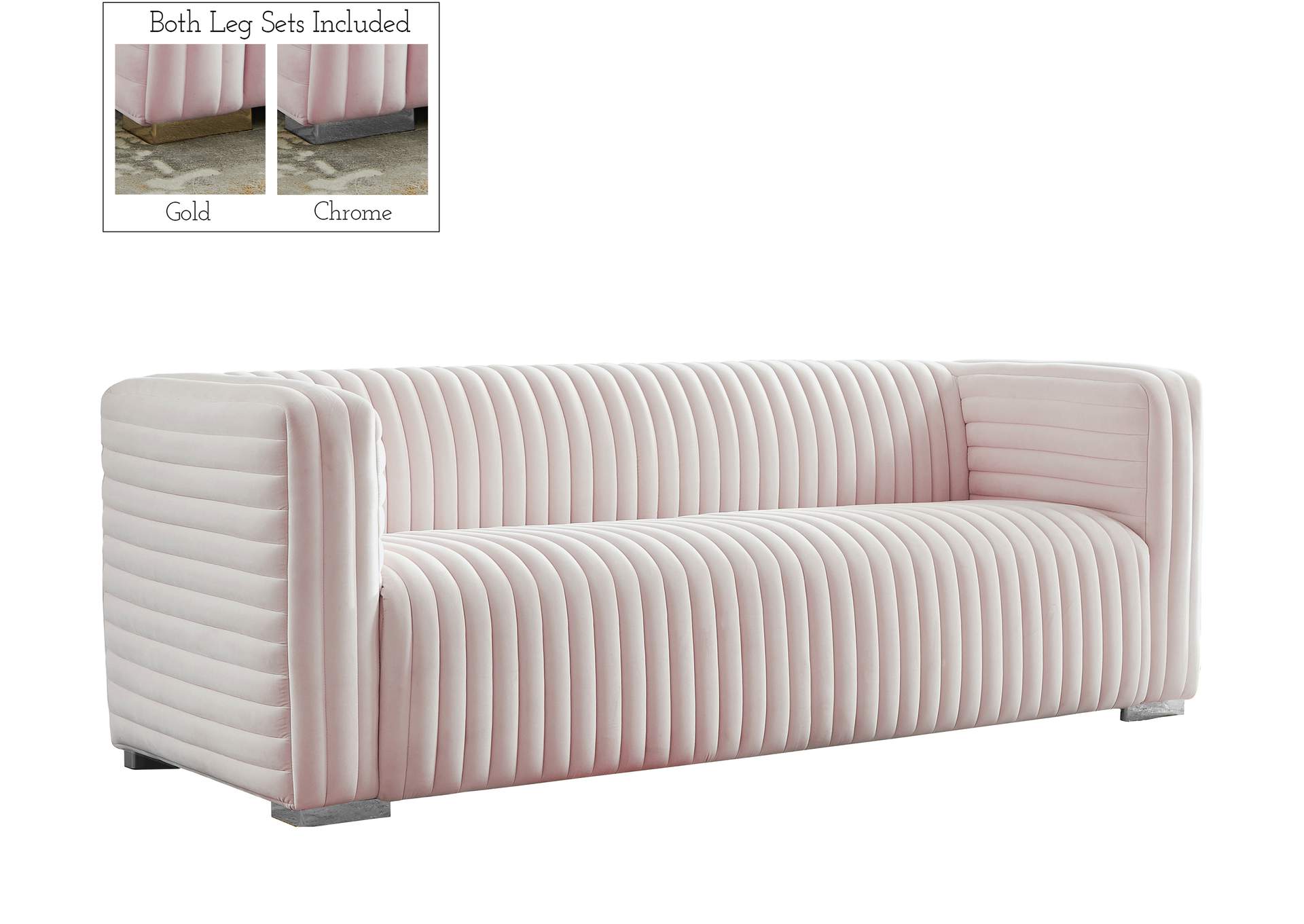 Ravish Pink Velvet Sofa,Meridian Furniture