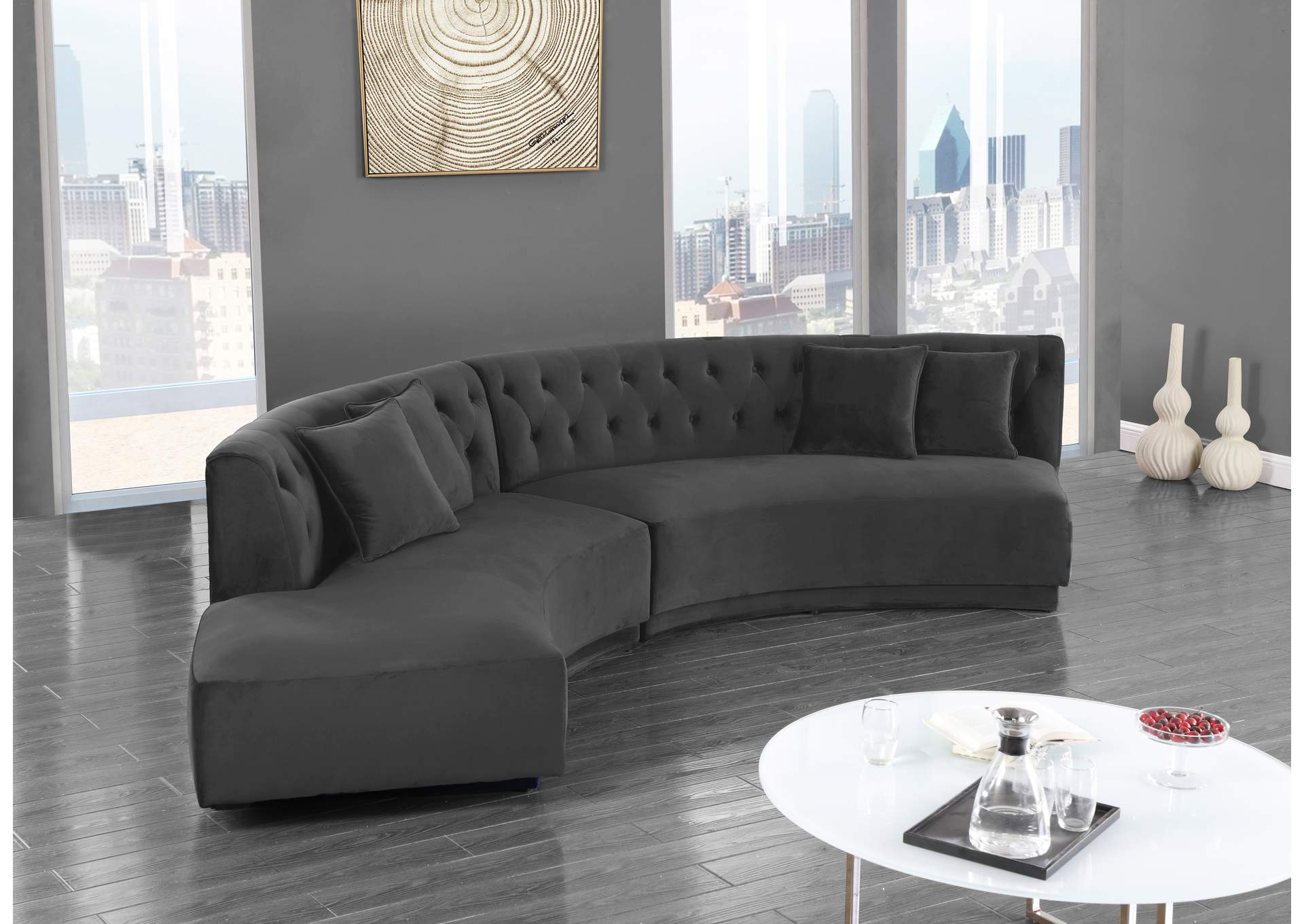 Kenzi Grey Velvet 2 Piece Sectional,Meridian Furniture