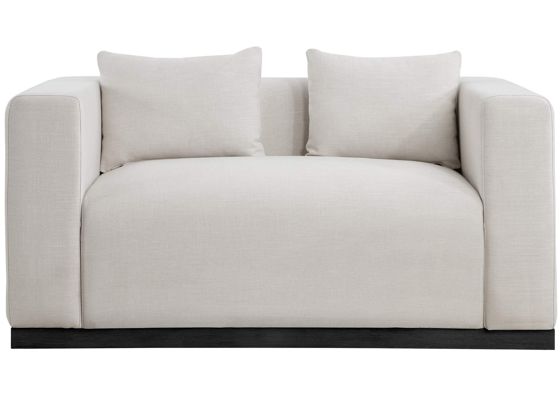 Alfie Beige Linen Textured Fabic Loveseat,Meridian Furniture