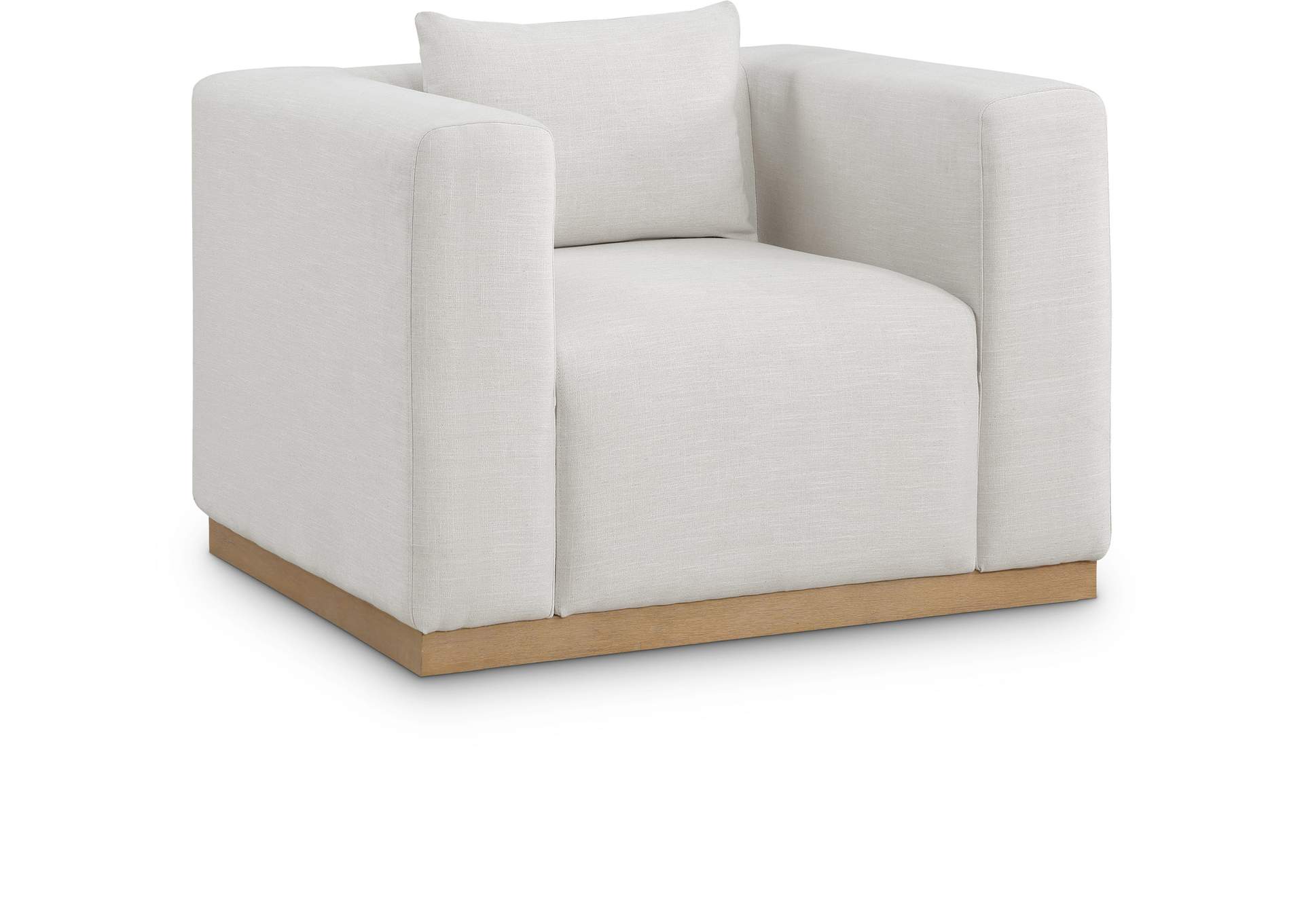 Alfie Cream Linen Textured Fabic Chair,Meridian Furniture