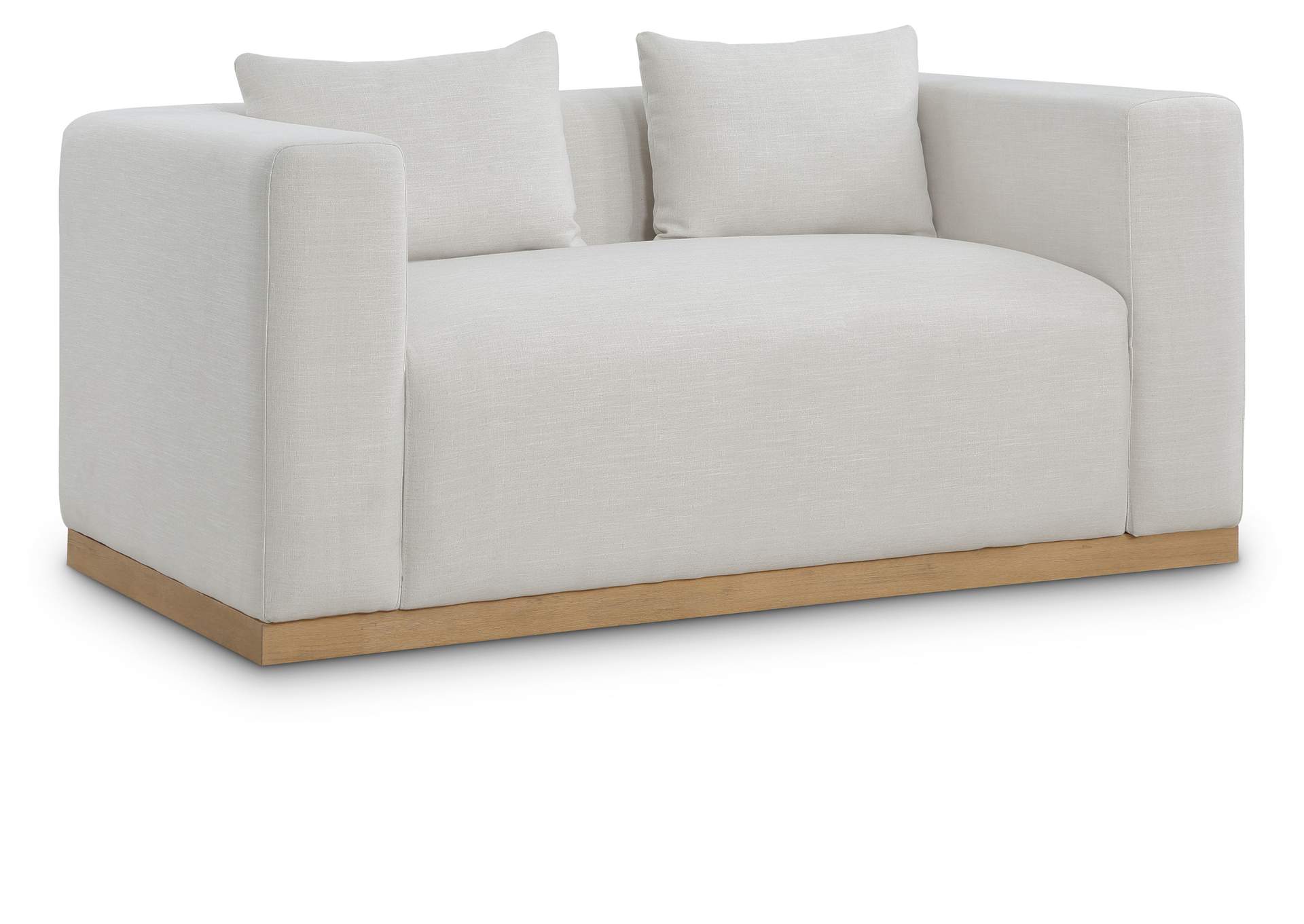 Alfie Cream Linen Textured Fabic Loveseat,Meridian Furniture