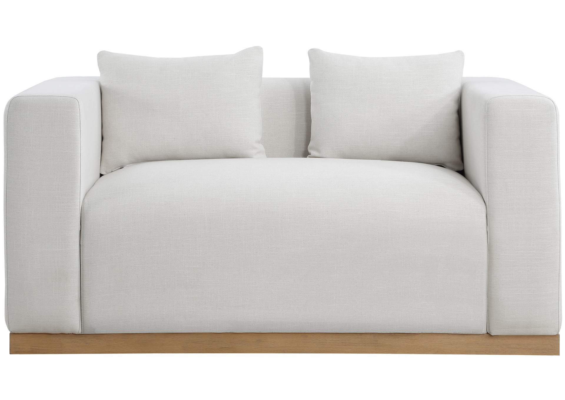 Alfie Cream Linen Textured Fabic Loveseat,Meridian Furniture